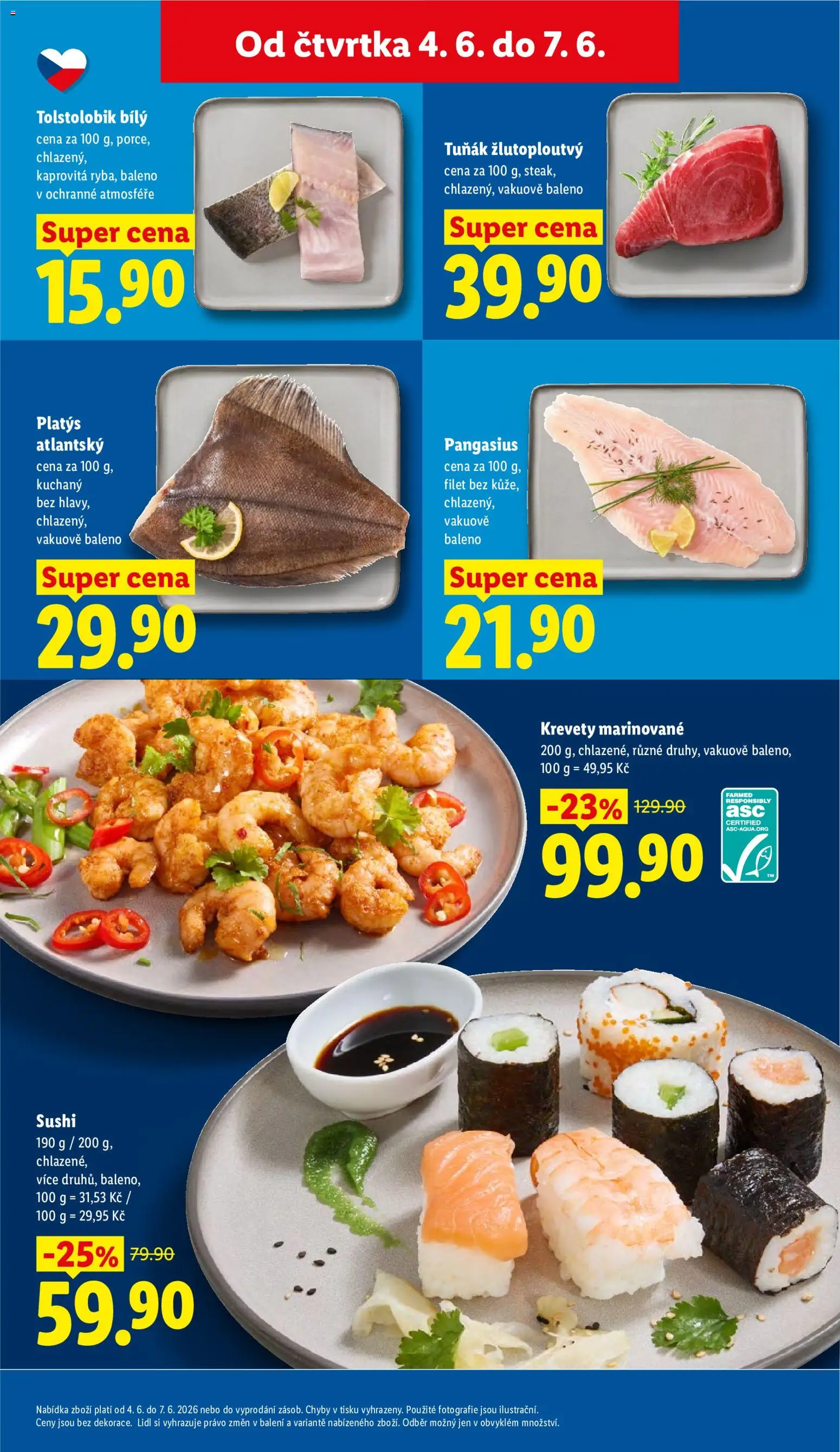 Lidl leták od 04.06.2026 | Strana: 13 | Produkty: Tuňák, Sushi, Filet, Krevety