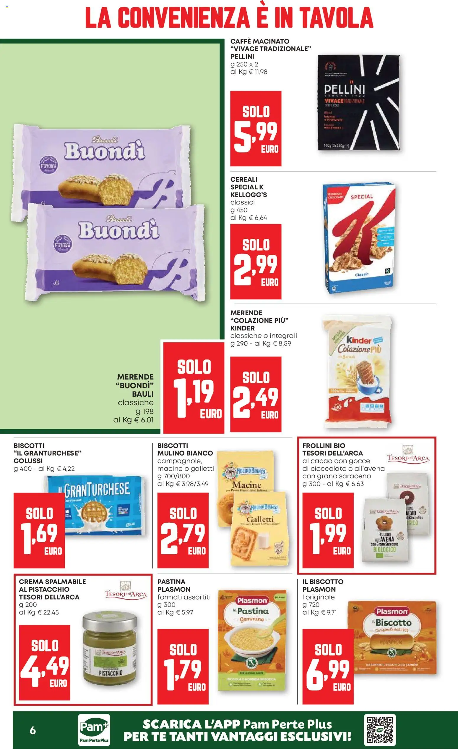 Volantino PAM del 04.06.2026 | Pagina: 6 | Prodotti: Caffè, Cereali, Biscotti, Frollini