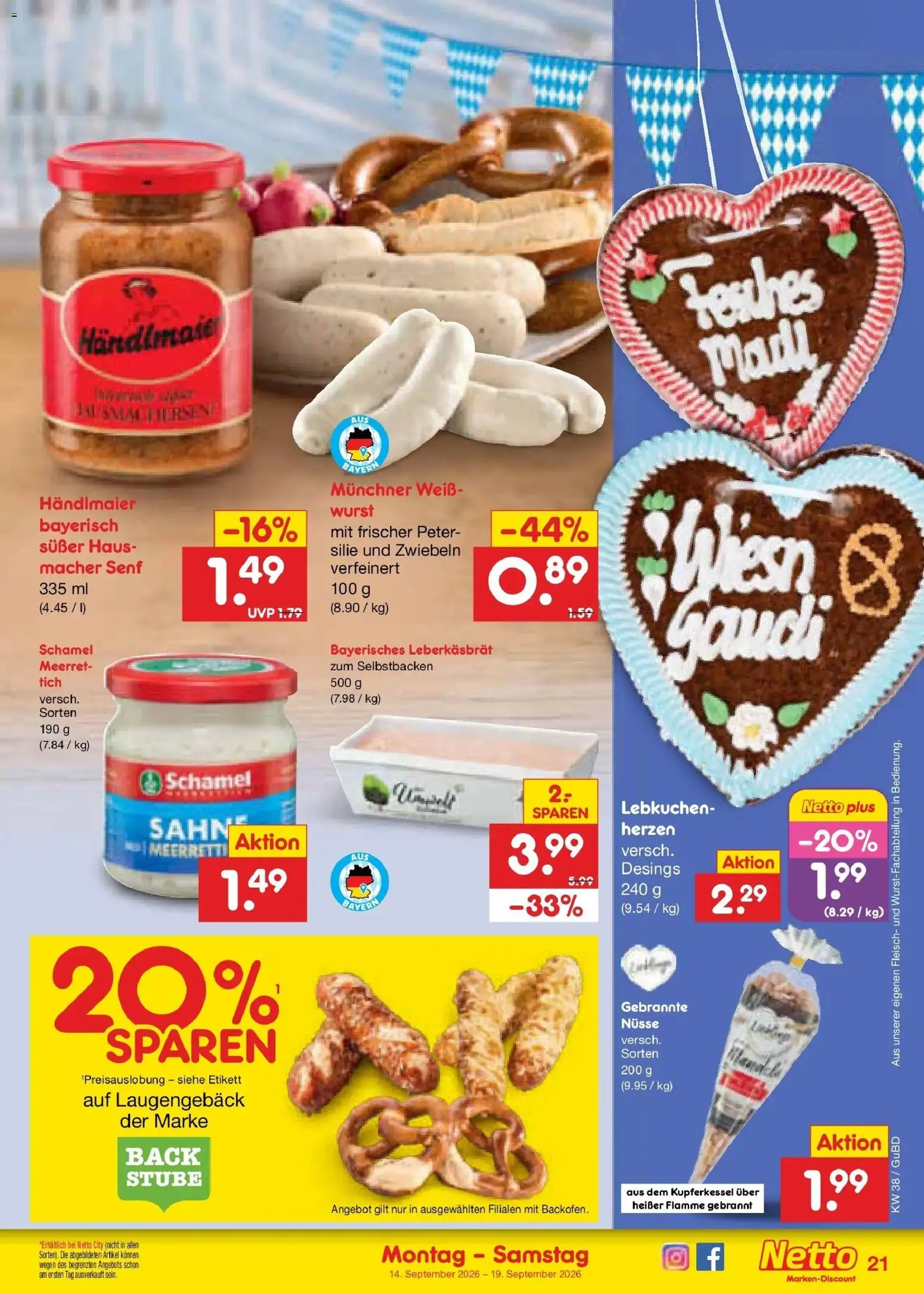 Netto Marken-Discount Prospekt Augustusburg – gültig ab 14.09.2026 | Seite: 31 | Produkte: Zwiebeln, Nüsse, Sahne, Fleisch