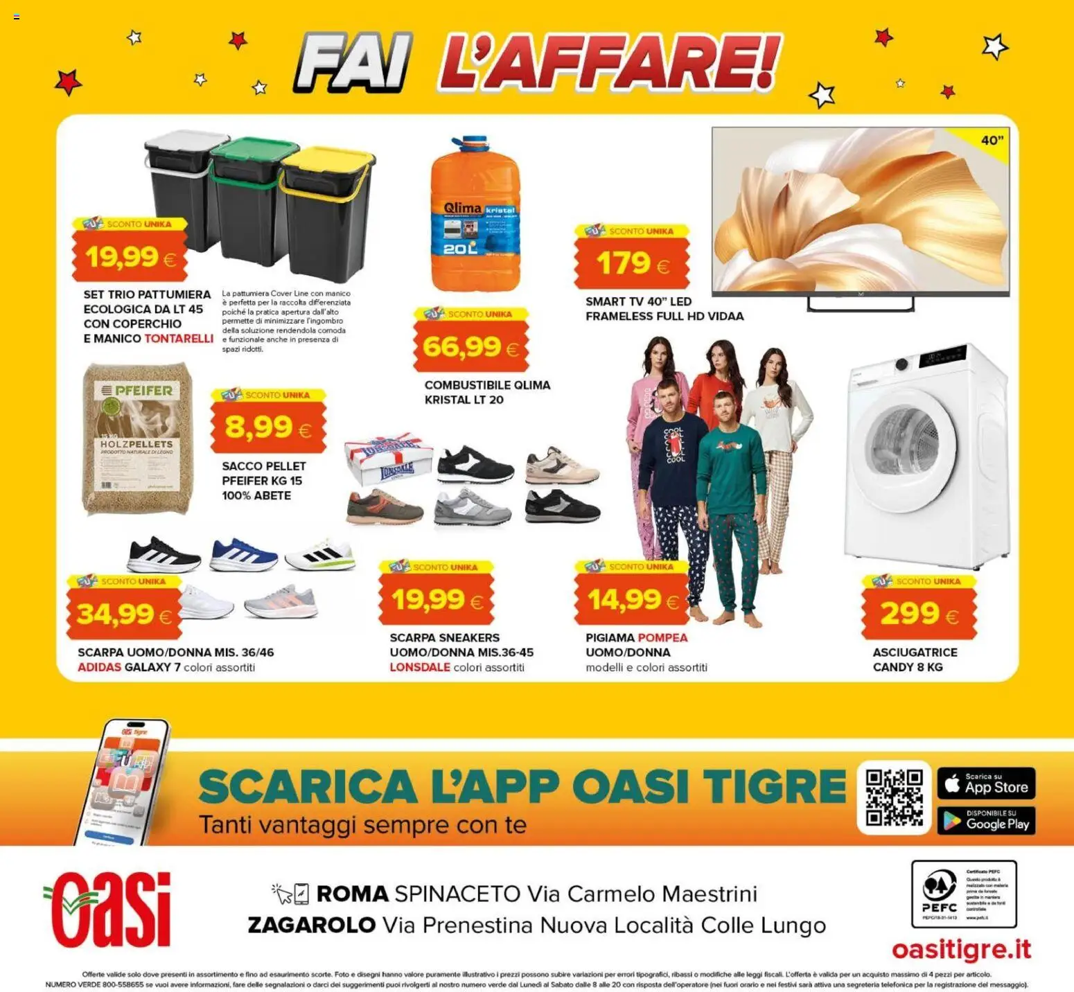 Volantino Oasi del 08/10/2026 | Pagina: 24 | Prodotti: Coperchio, Sneakers, Asciugatrice, Pattumiera