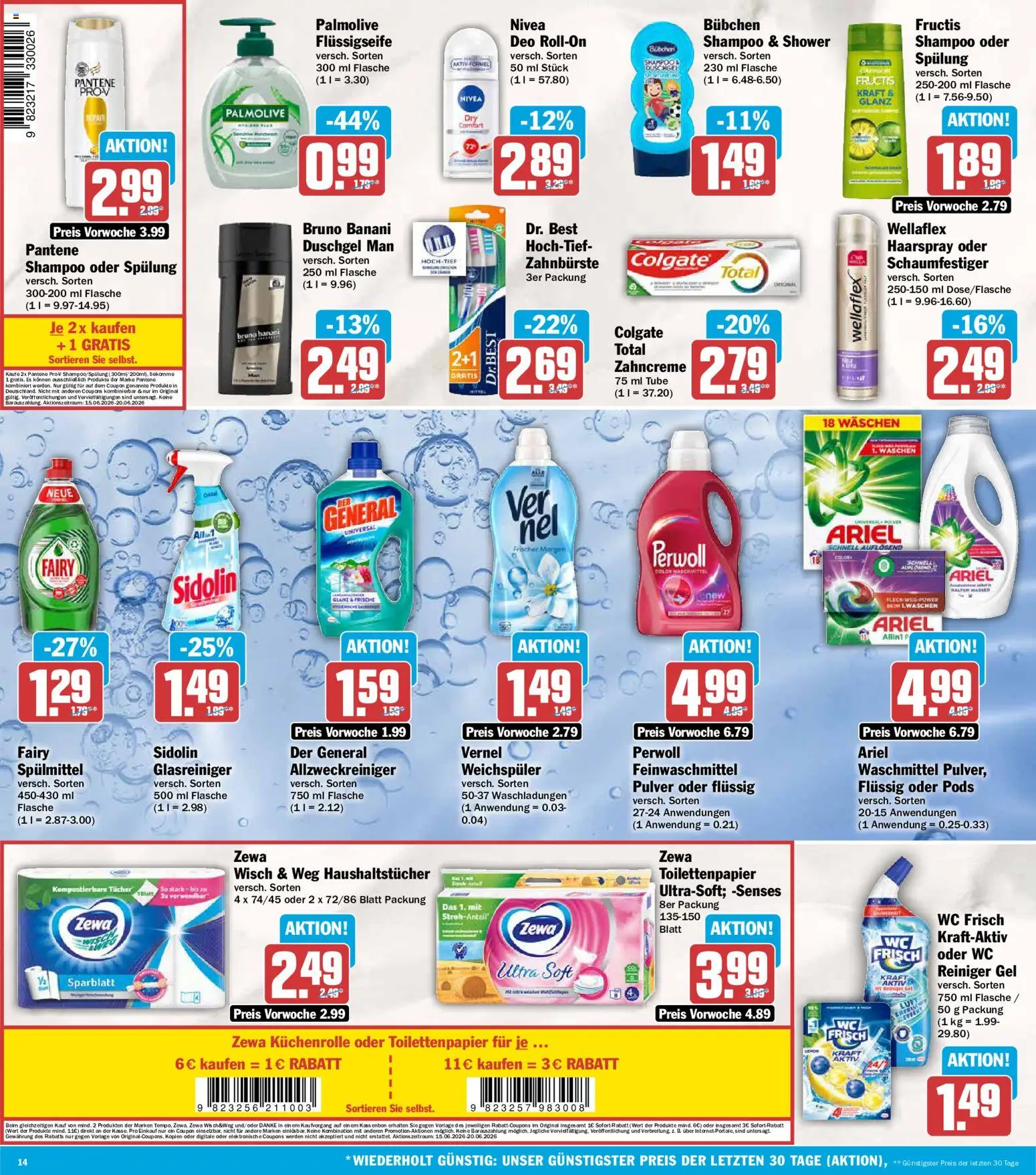 AEZ Prospekt – gültig ab 15.06.2026 | Seite: 14 | Produkte: Ariel, Zewa, Waschmittel, Vernel