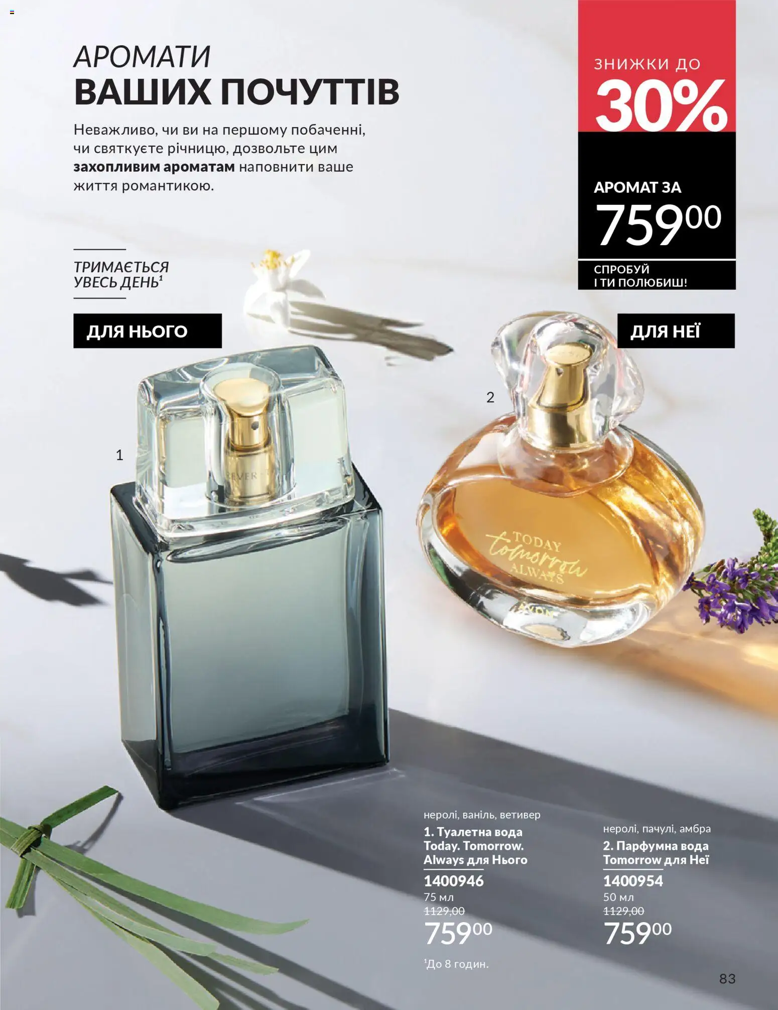 AVON Kаталог - дійснийкції з 31.03.2026 | Сторінка: 83 | Товари: Вода, Туалетна вода