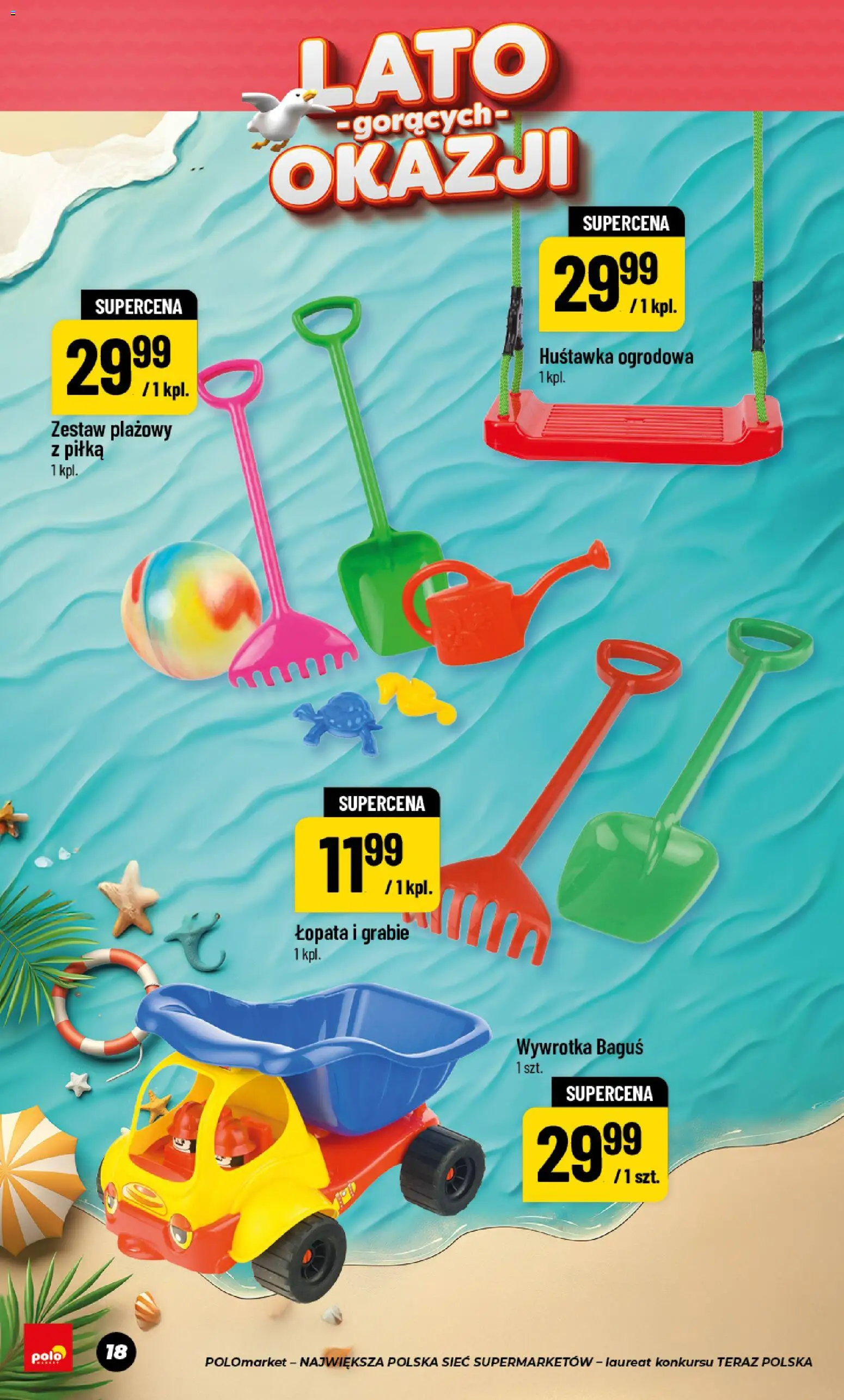 Nowa POLOmarket gazetka od jutra 24.06.2026 | Strona: 18 | Produkty: Huśtawka ogrodowa, Huśtawka