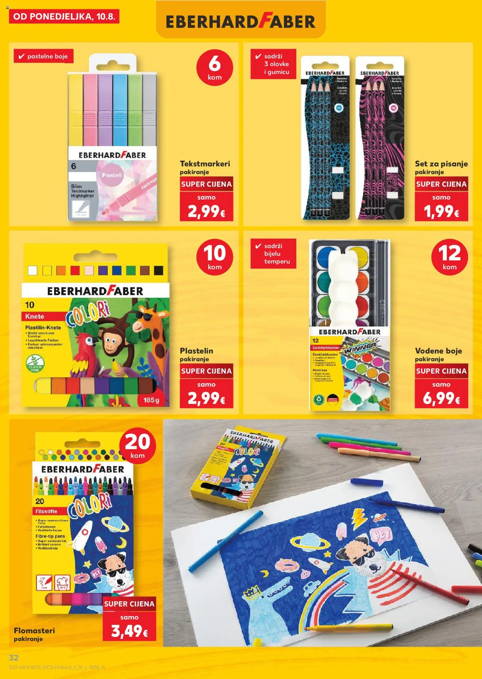 Kaufland katalog | vrijedi od 10.08.2026 | Stranica: 32 | Proizvodi: Vodene boje, Flomasteri, Plastelin