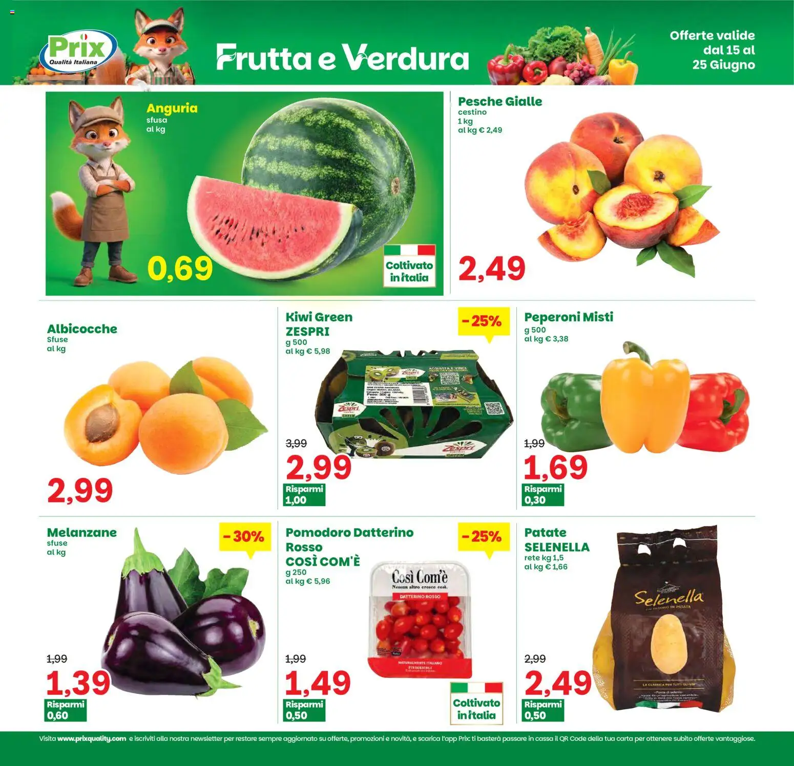 Volantino Prix del 15.06.2026 | Pagina: 2 | Prodotti: Frutta, Pomodoro, Anguria, Albicocche