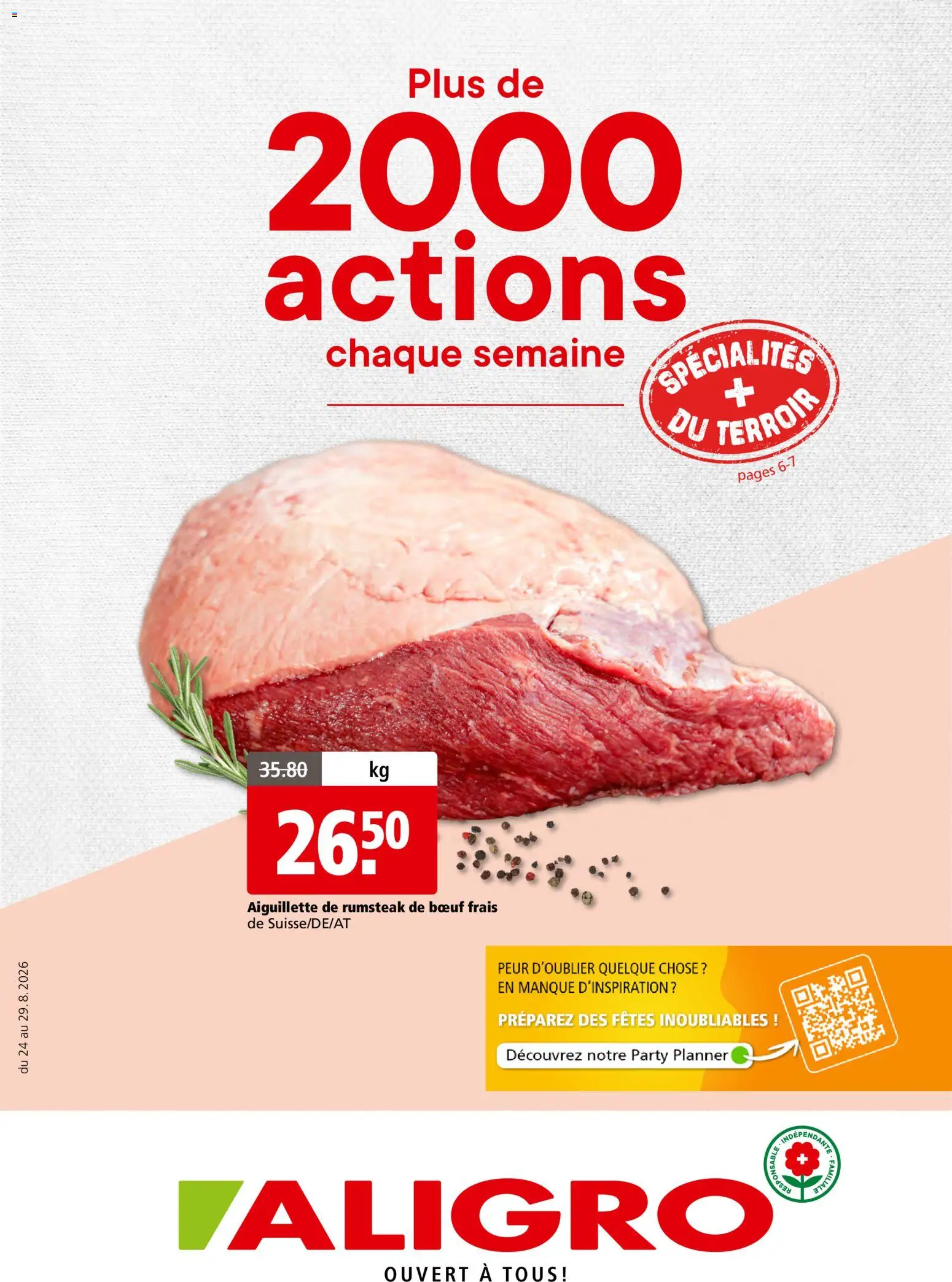 Aligro aktionen 2000 actions Chavannes, Matran, Genève, Sion – gültig ab 24.08.2026 | Seite: 1