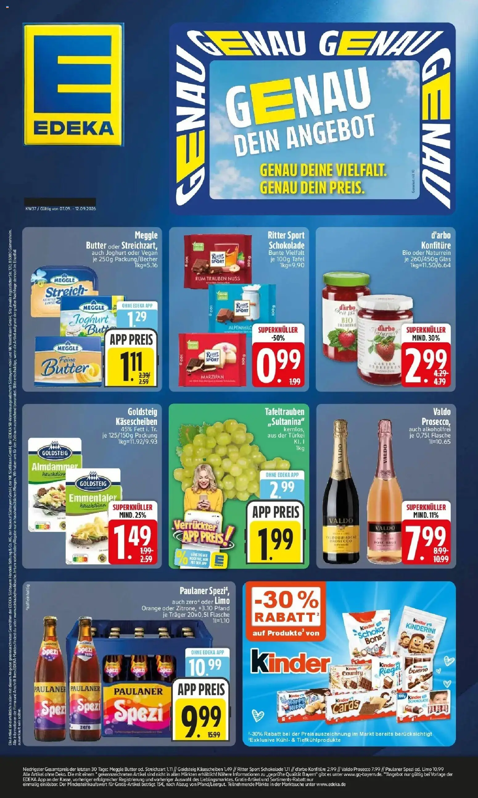 Edeka Prospekt München (ab 07.09.2026) » Angebote Online | Seite: 1 | Produkte: Butter, Joghurt, Ritter sport, Meggle butter