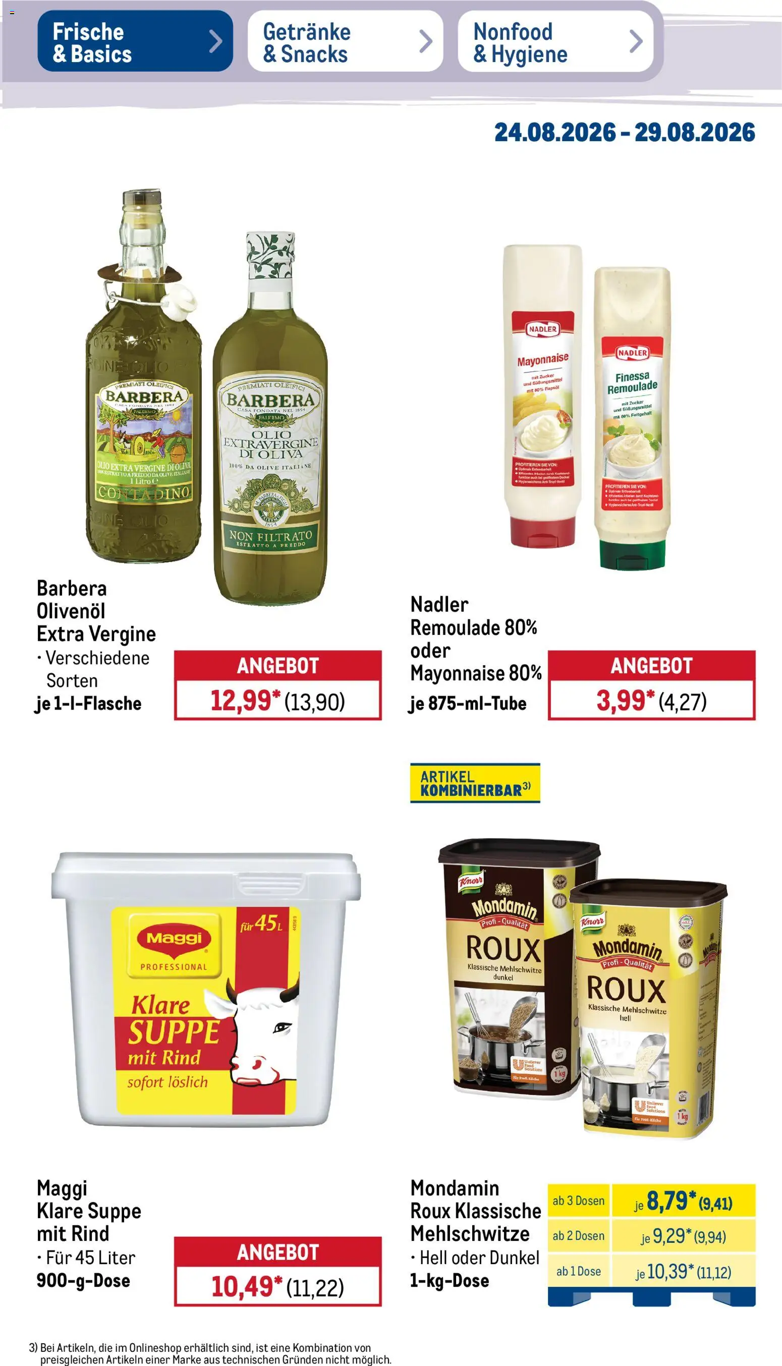 Metro NonFood-Angebote – gültig ab 24.08.2026 | Seite: 48 | Produkte: Maggi, Rapsöl, Olivenol, Knorr