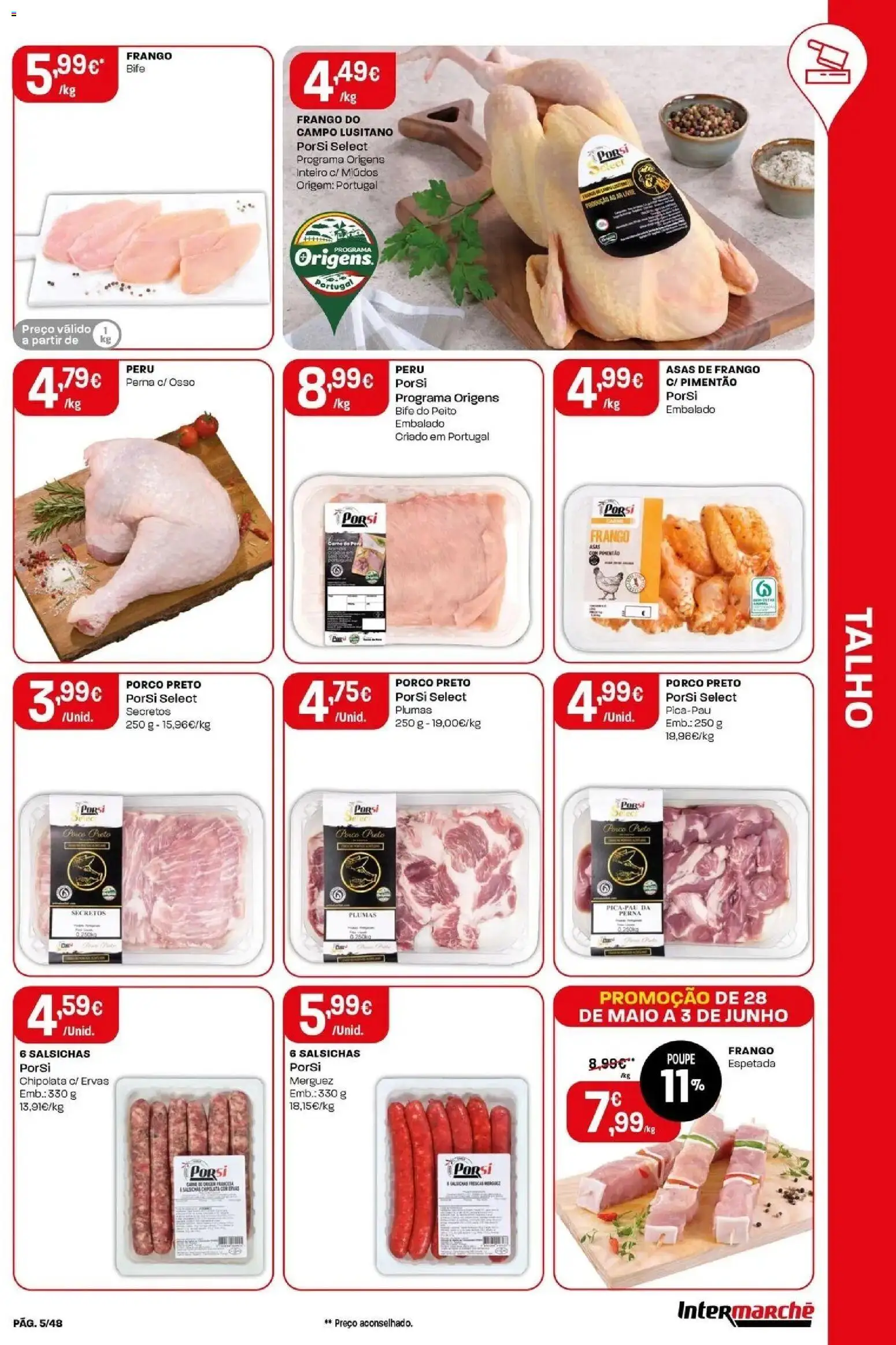 Intermarché - Isto é que são preços BAIXOS! │ válido de 28.05.2026 | Página: 5 | Produtos: Asas de frango, Frango, Peru, Carne