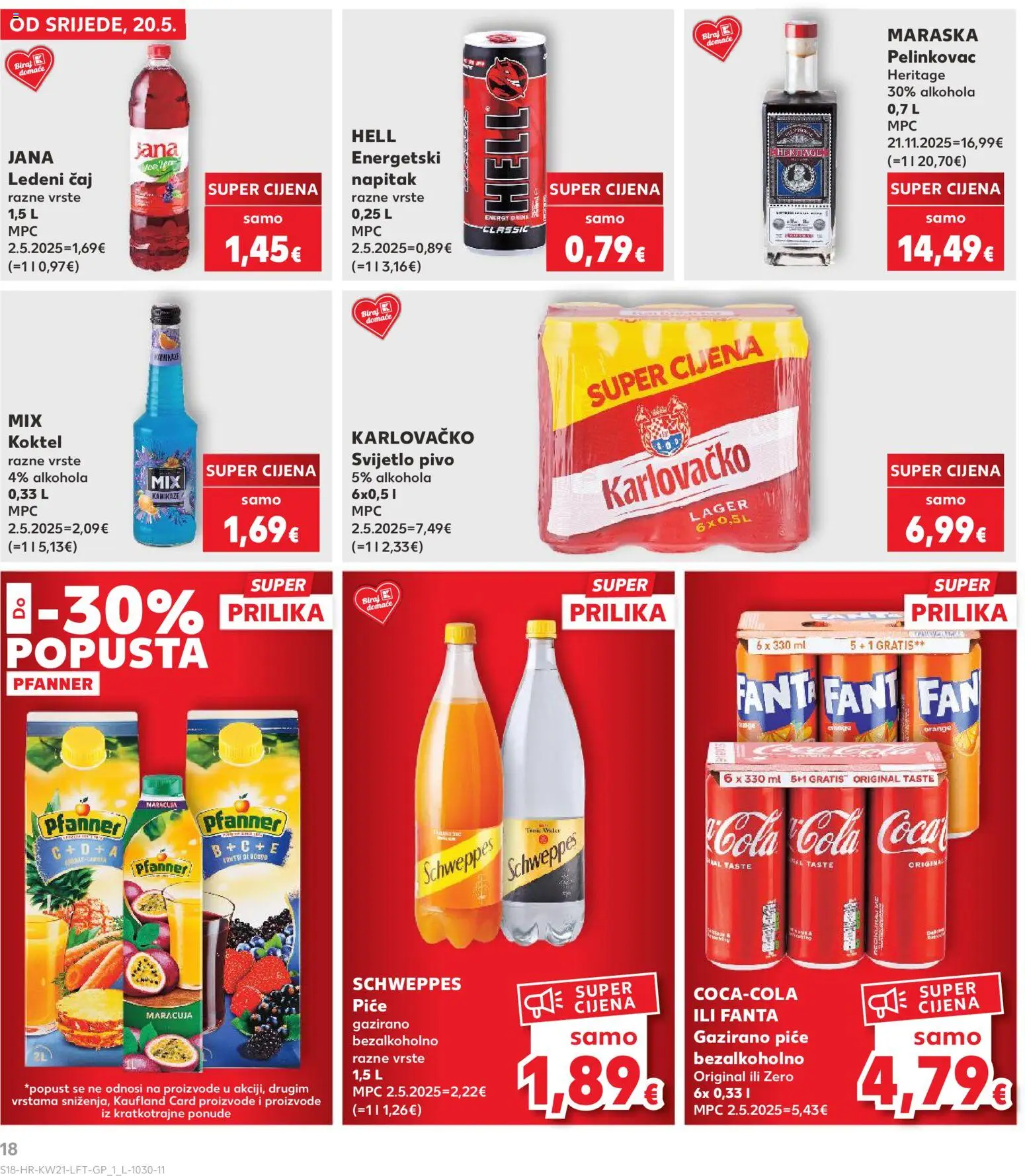 Kaufland katalog | vrijedi od 20.05.2026 | Stranica: 18 | Proizvodi: Pelinkovac, Sok, Pivo, Čaj