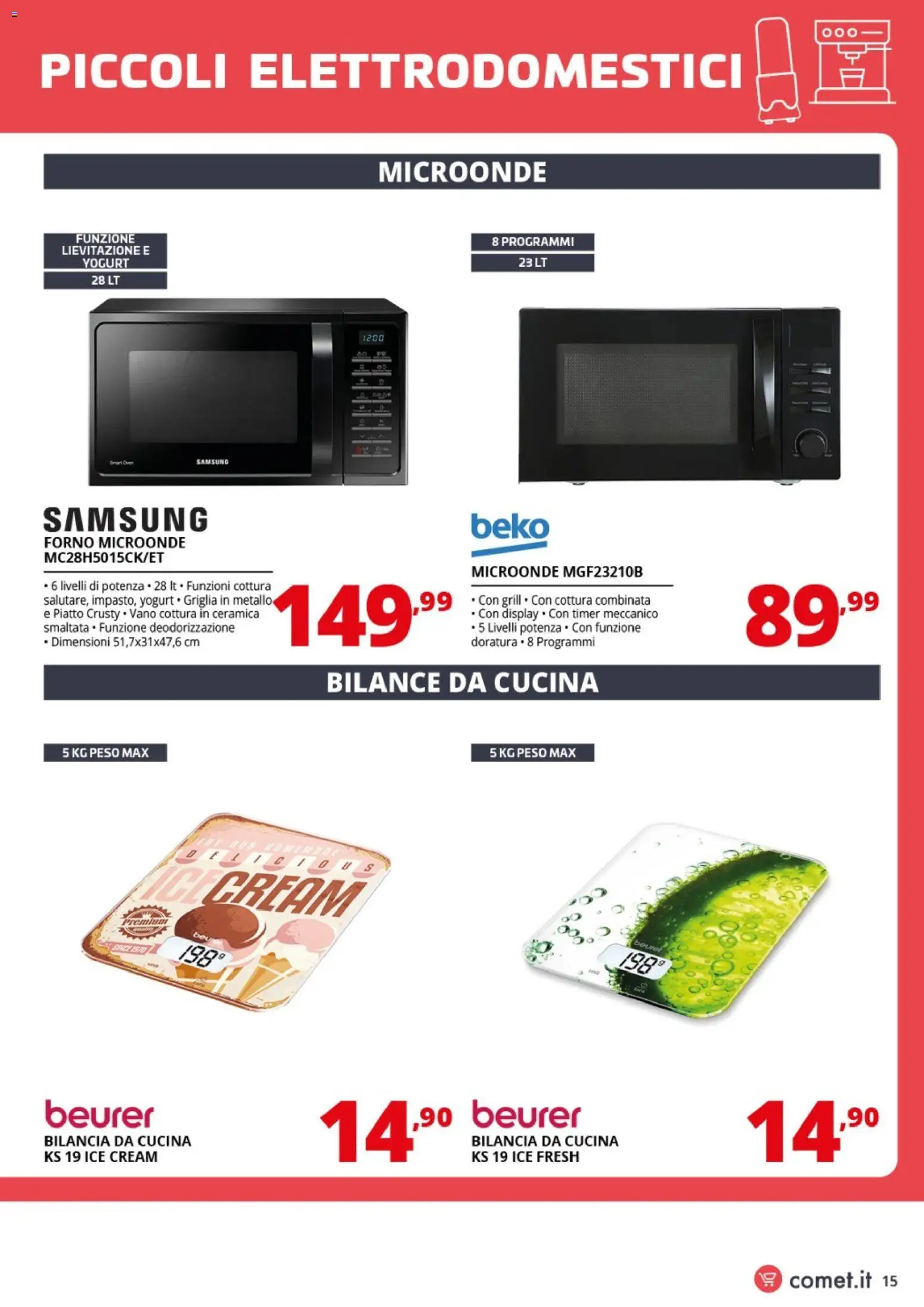 Volantino Comet del 03/07/2026 | Pagina: 15 | Prodotti: Yogurt, Piatto, Forno, Samsung