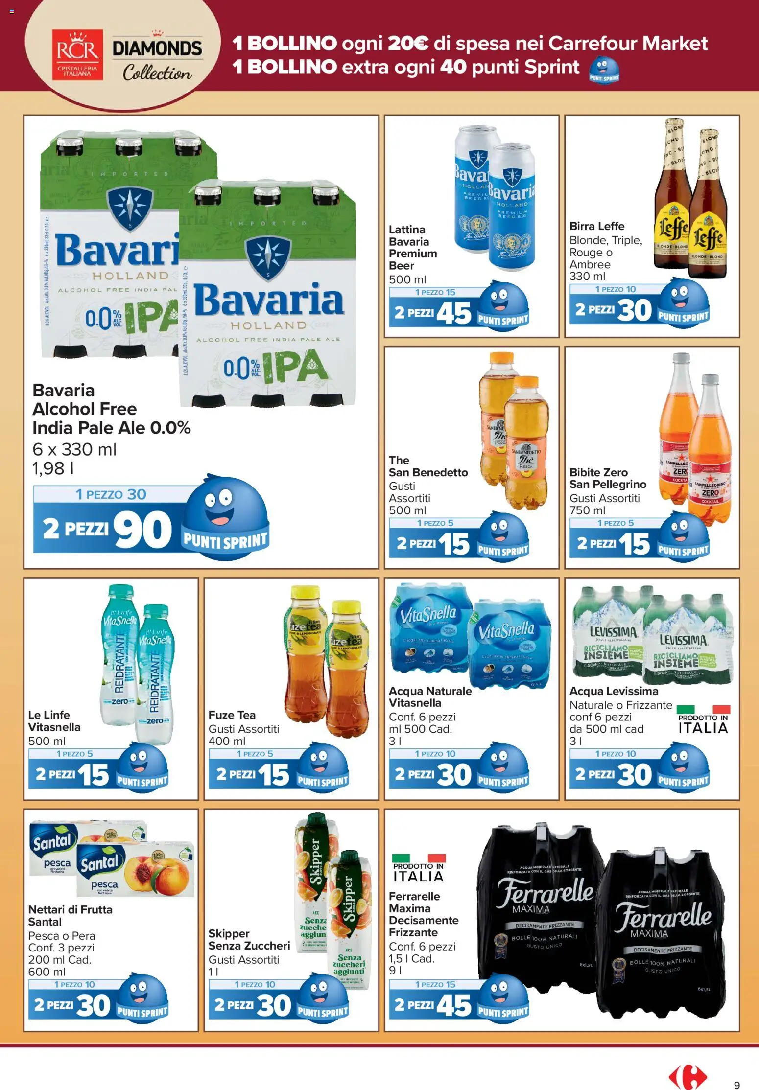 Volantino Carrefour del 15/09/2026 | Pagina: 9 | Prodotti: Birra Leffe, Cocktail, Pera, Bibite