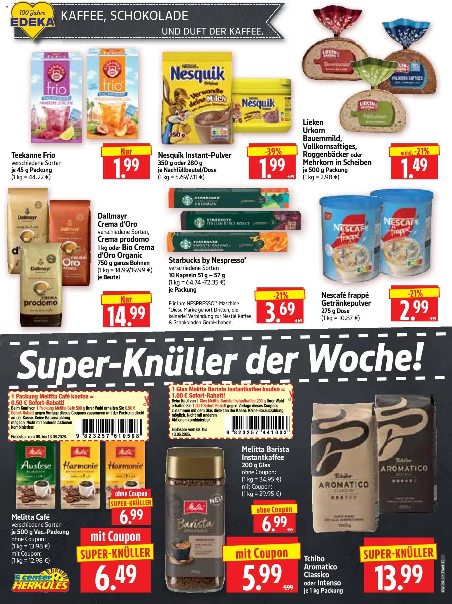 HERKULES Prospekt – gültig ab 08.06.2026 | Seite: 12 | Produkte: Kaffee, Schokolade, Starbucks, Duft