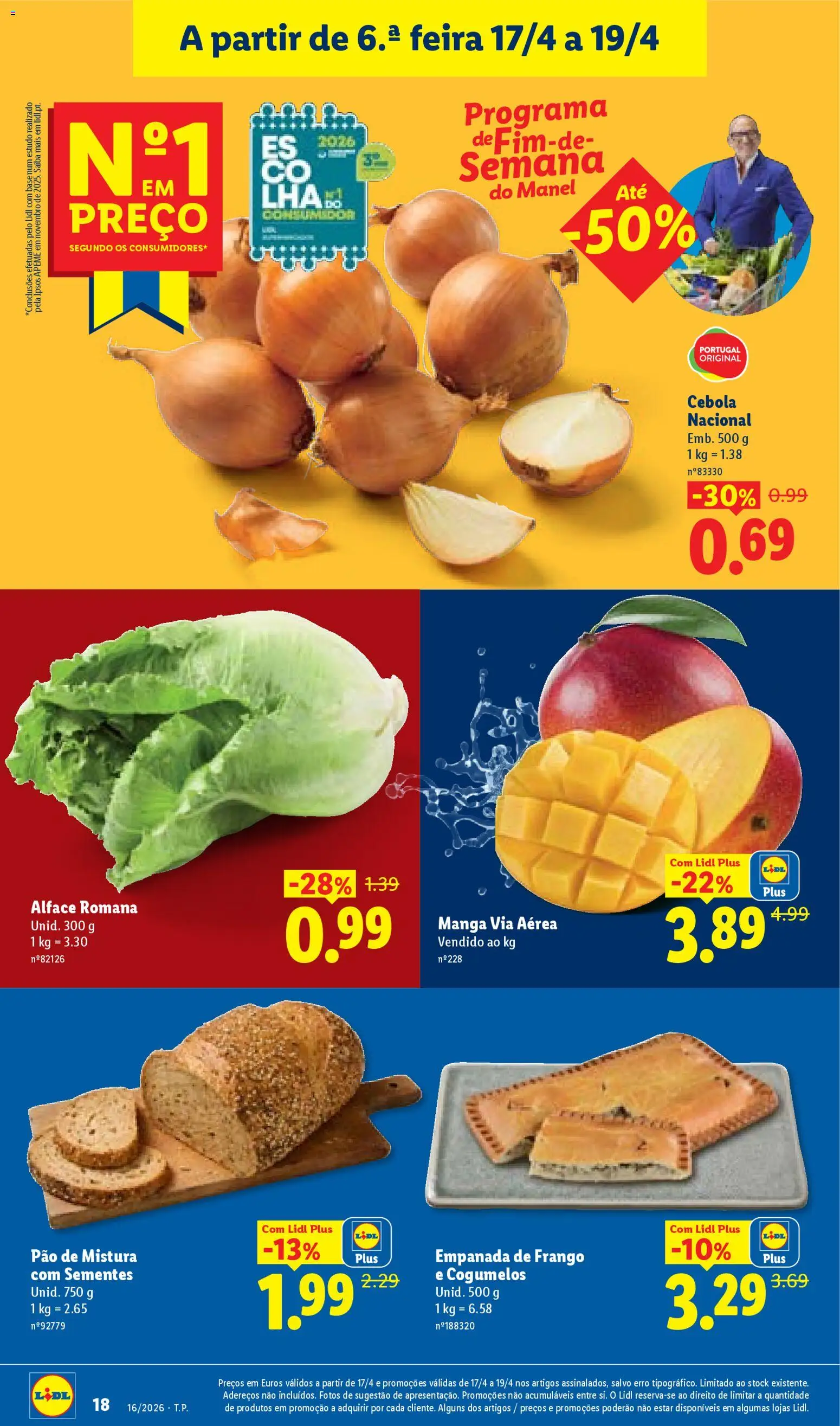 Lidl folheto │ válido de 13.04.2026 | Página: 18 | Produtos: Cebola, Pão, Cogumelos, Alface