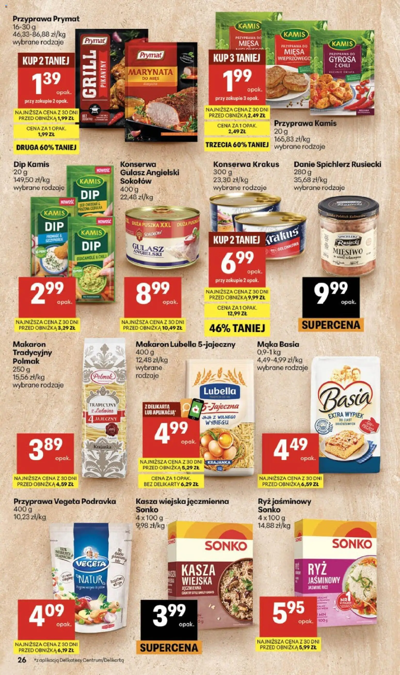Delikatesy Centrum gazetka od 16.07.2026 | Strona: 26 | Produkty: Kasza, Gulasz angielski, Ser, Jaja