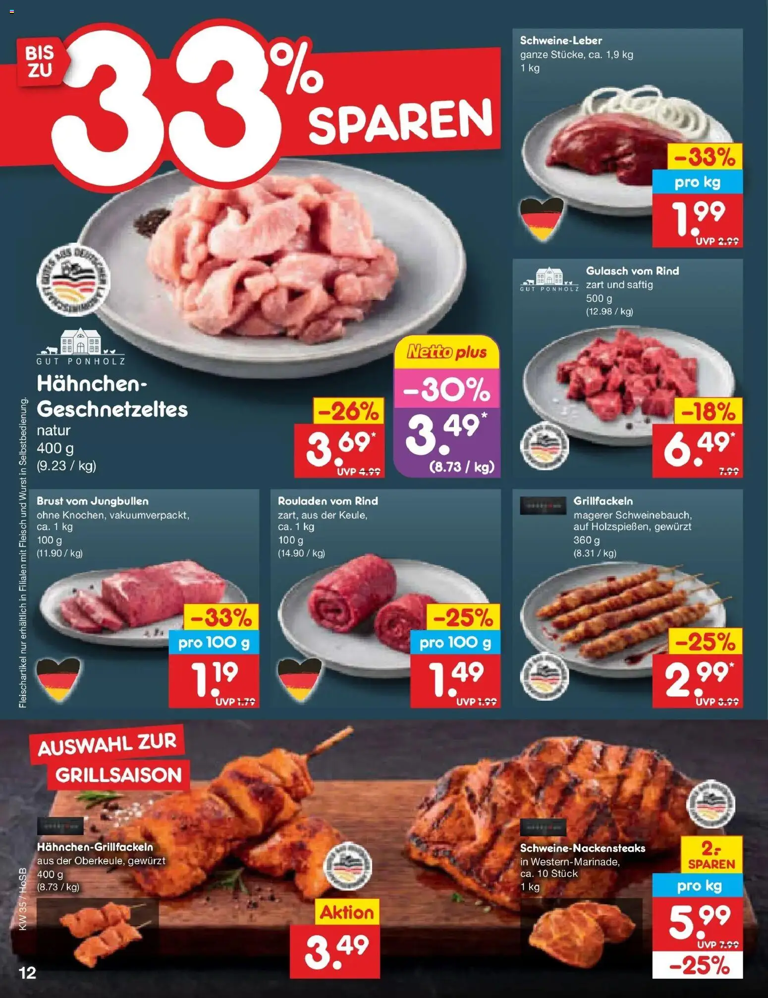 Netto Marken-Discount Prospekt Hannover (ab 24.08.2026) » Angebote | Seite: 18 | Produkte: Hahnchen, Gulasch, Wurst, Fleisch