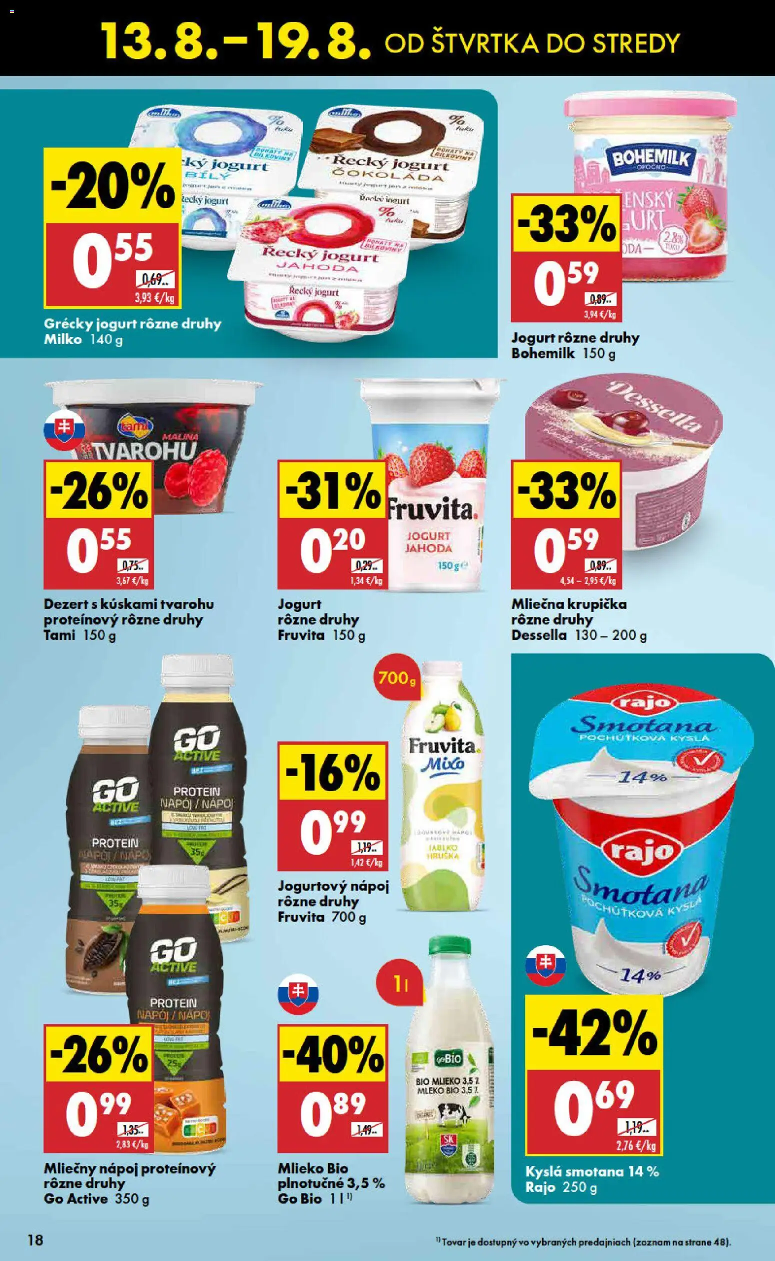 Nové Biedronka akcie – leták je platný od 13.08.2026 | Strana: 18 | Produkty: Mlieko, Jogurt, Kyslá smotana, Dezert
