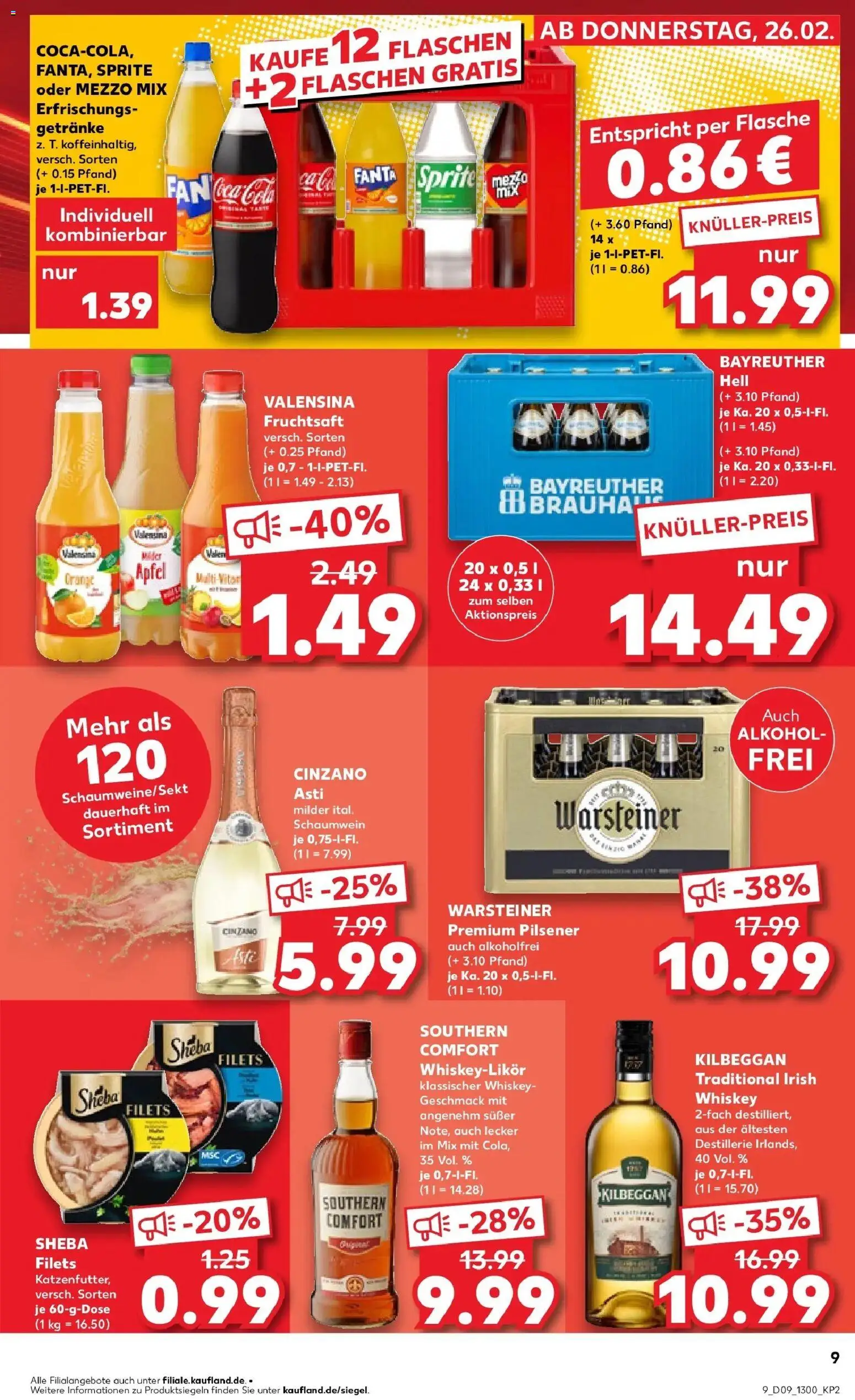 Kaufland prospekt Pfullingen	 – gültig ab 26.02.2026 | Seite: 9 | Produkte: Sprite, Äpfel, Warsteiner, Whiskey