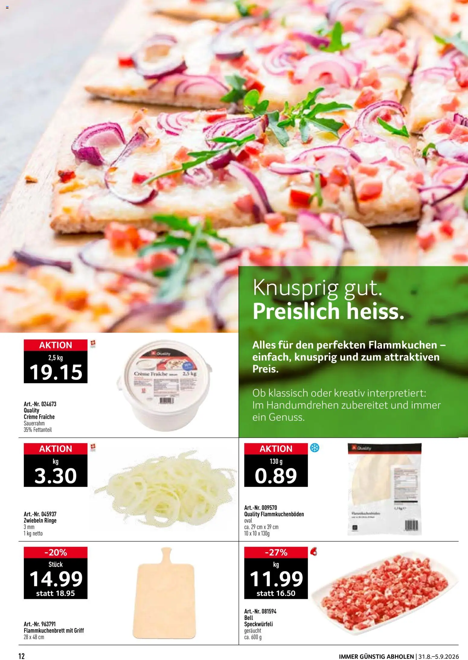 Prodega aktionen – gültig ab 31.08.2026 | Seite: 12 | Produkte: Sauerrahm, Zwiebeln, Creme