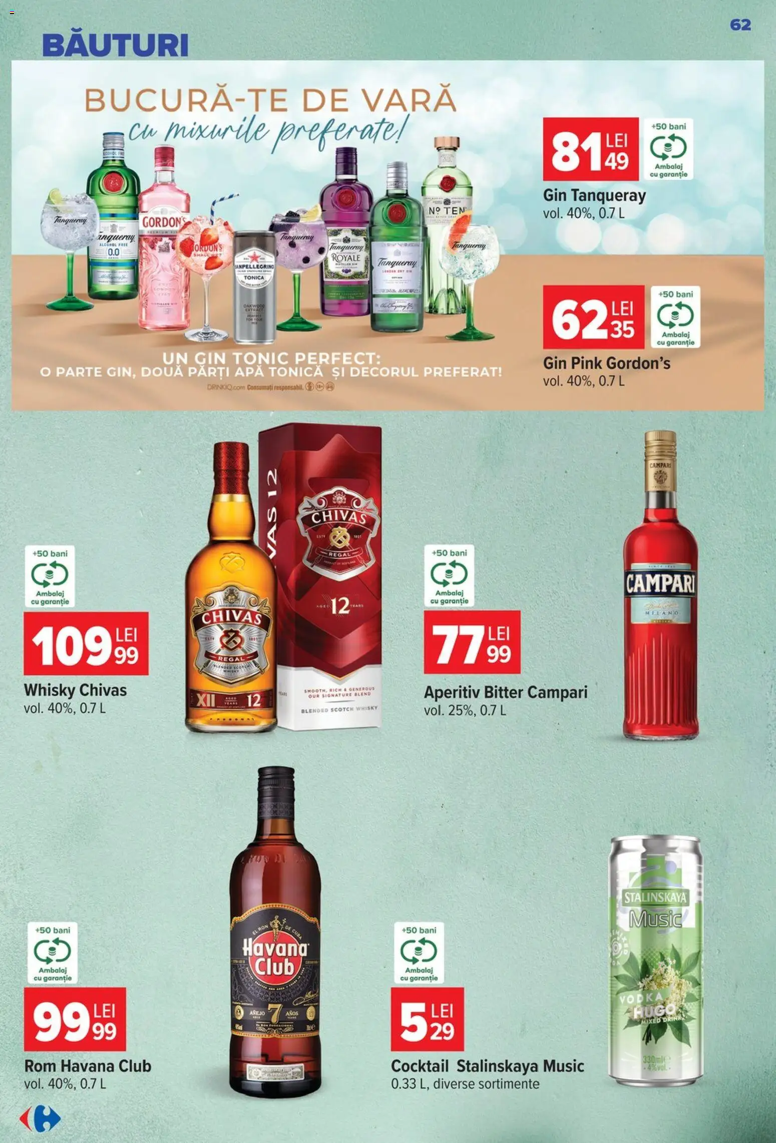 Noul catalog Carrefour – valabil de la 19.08.2026 | Pagină: 62 | Produse: Cocktail, Rom havana, Vodka, Apă