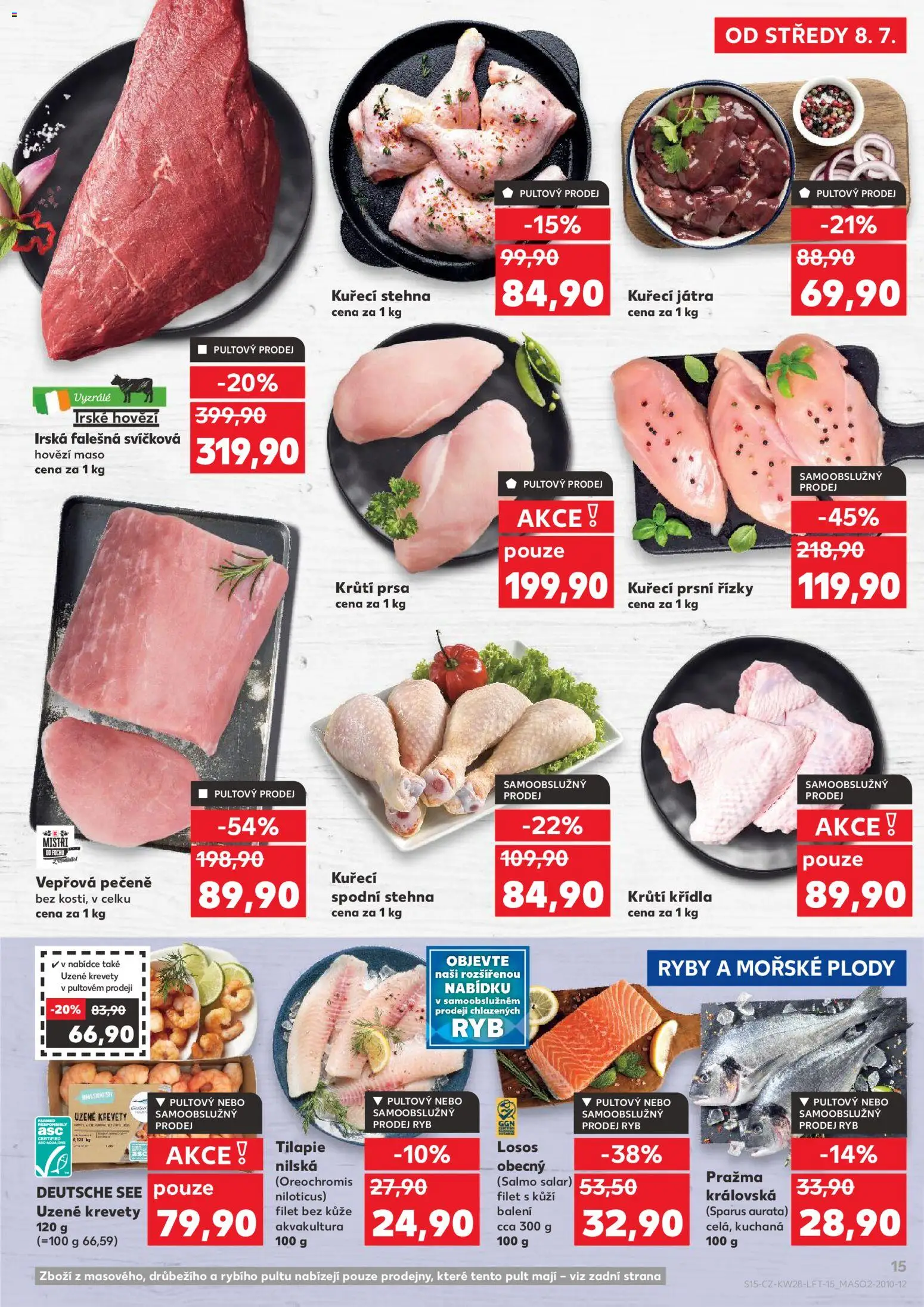 Kaufland leták - Ostrava od 08.07.2026 | Strana: 15 | Produkty: Hovězí maso, Kuřecí Játra, Maso, Kuřecí stehna