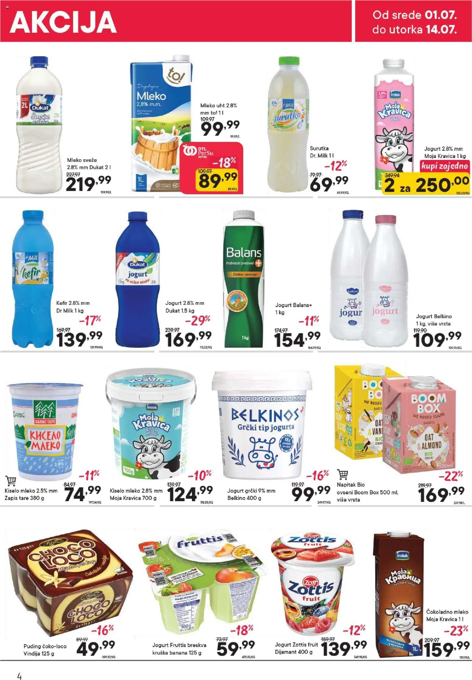 PerSu katalog - važi od 01.07.2026 | Strana: 4 | Proizvode: Banana, Kiselo mleko, Mleko, Jogurt