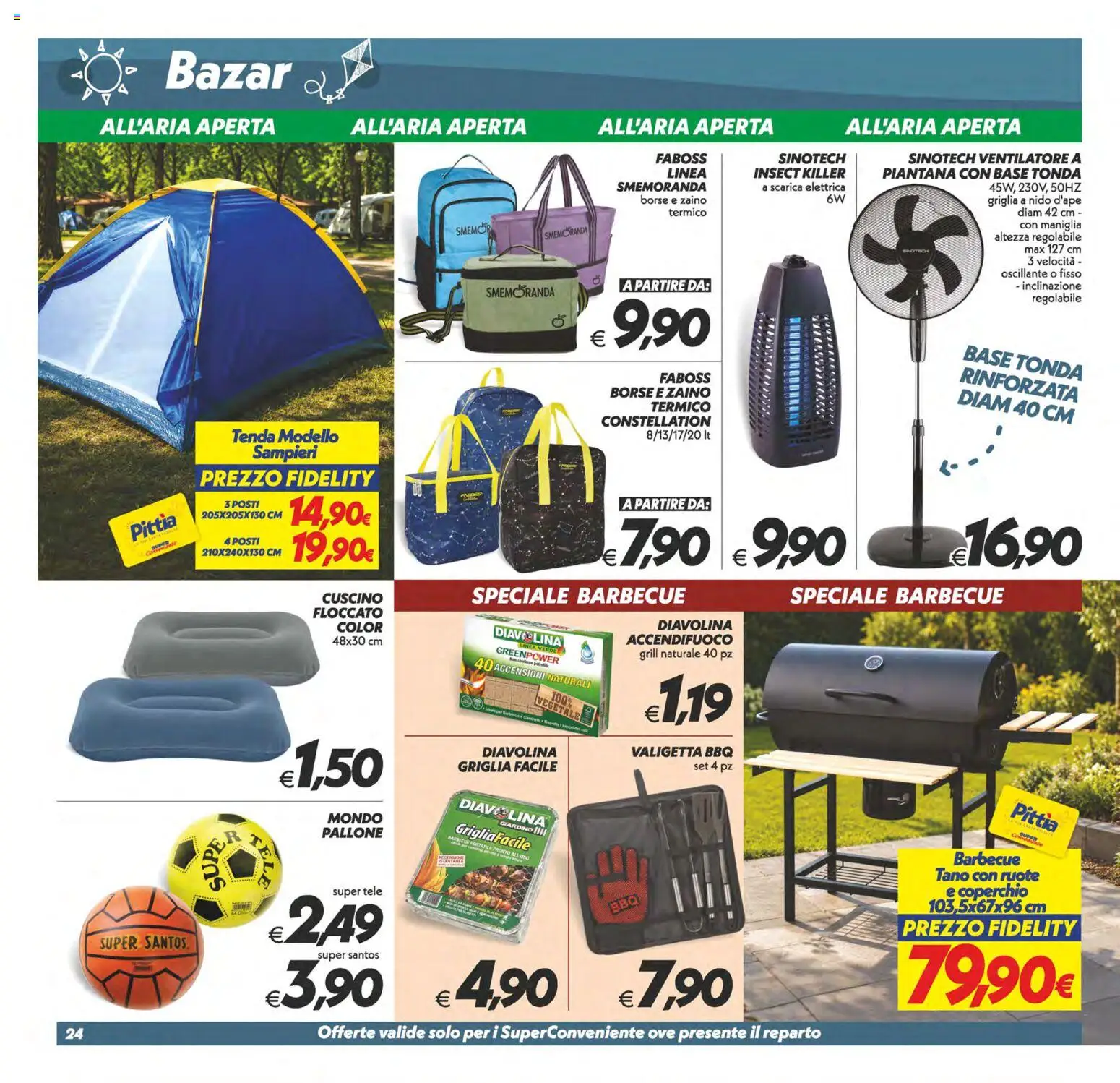 Volantino SuperConveniente del 11/08/2026 | Pagina: 24 | Prodotti: Ventilatore, Barbecue, Griglia, Cuscino