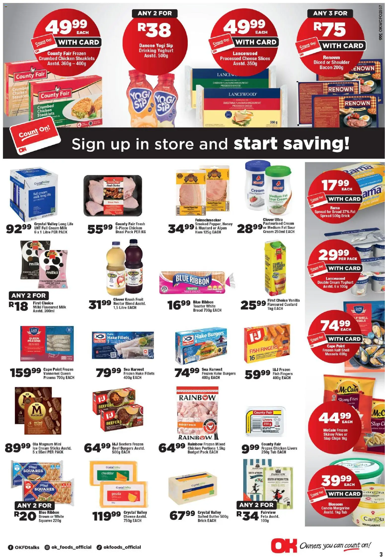 New OK Foods catalogue – valid from 10.06.2026 | Page: 3 | Products: Vitamins, Milk, Bread, Fruit