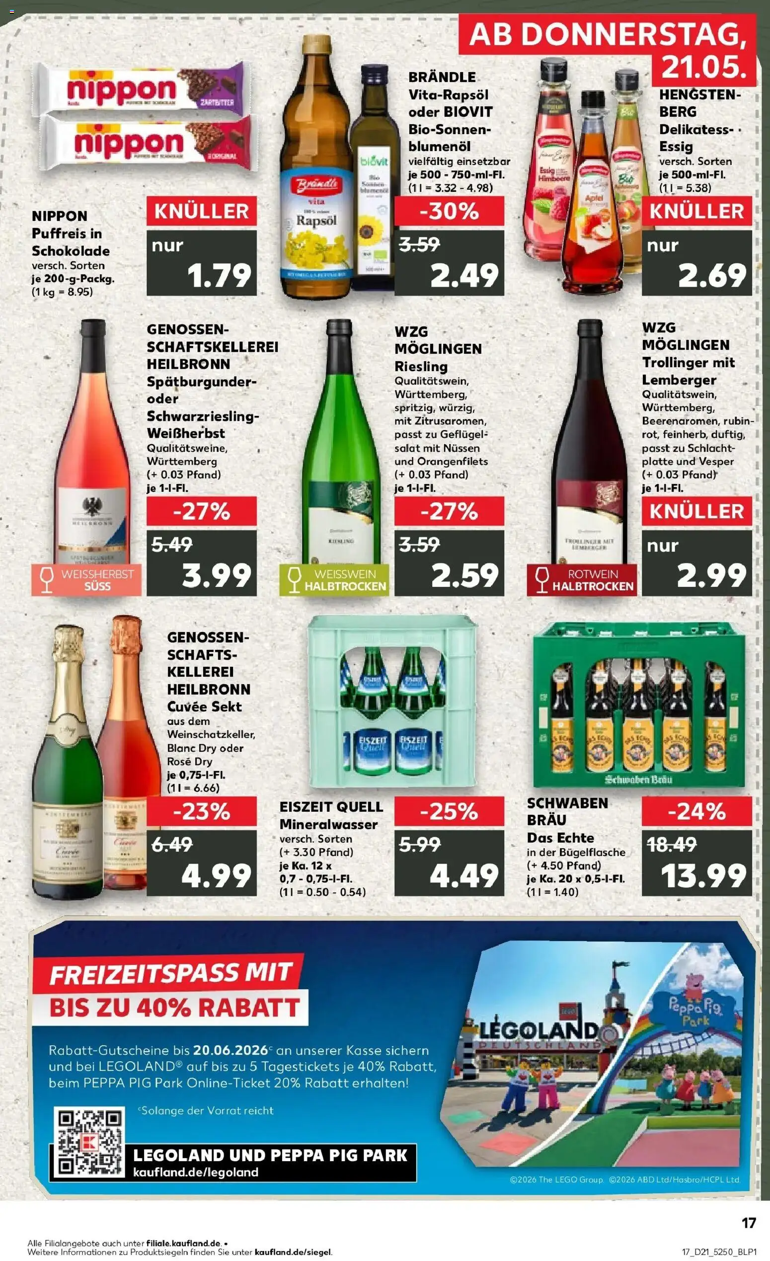 Kaufland Prospekt Langenau – gültig ab 21.05.2026 | Seite: 17 | Produkte: Rapsöl, Sekt, Himbeere, Salat