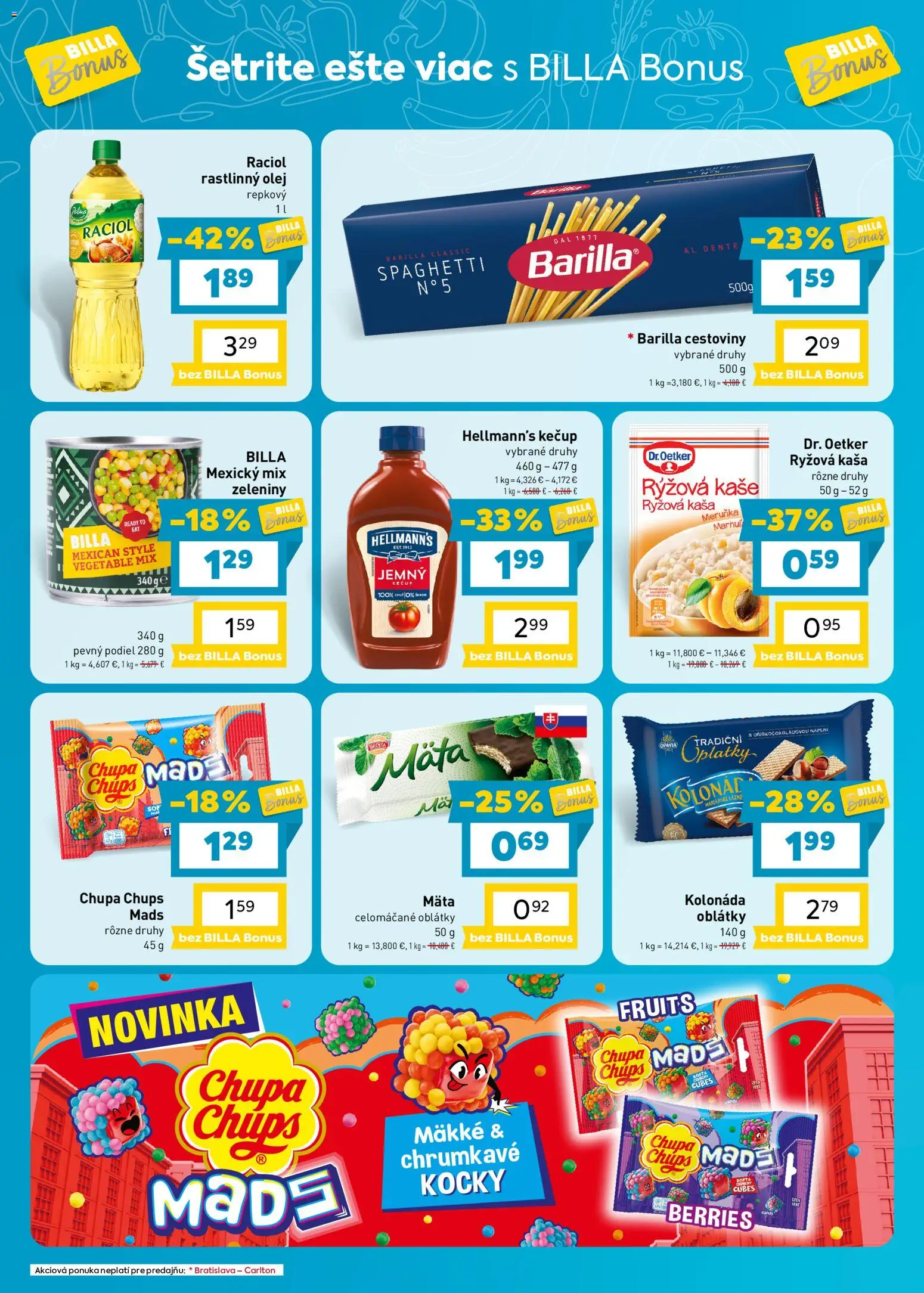 Nové Billa akcie – leták je platný od 23.09.2026 | Strana: 4 | Produkty: Cestoviny, Oblátky, Kečup, Kaša