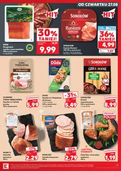 Pogląd oferty "OLEWNIK STARA WĘDZARNIA Szynka lub Schab kruchy, Szynka lub Schab kruchy 100 g opakowanie" - ważna od 27.08.2026 | Strona: 39