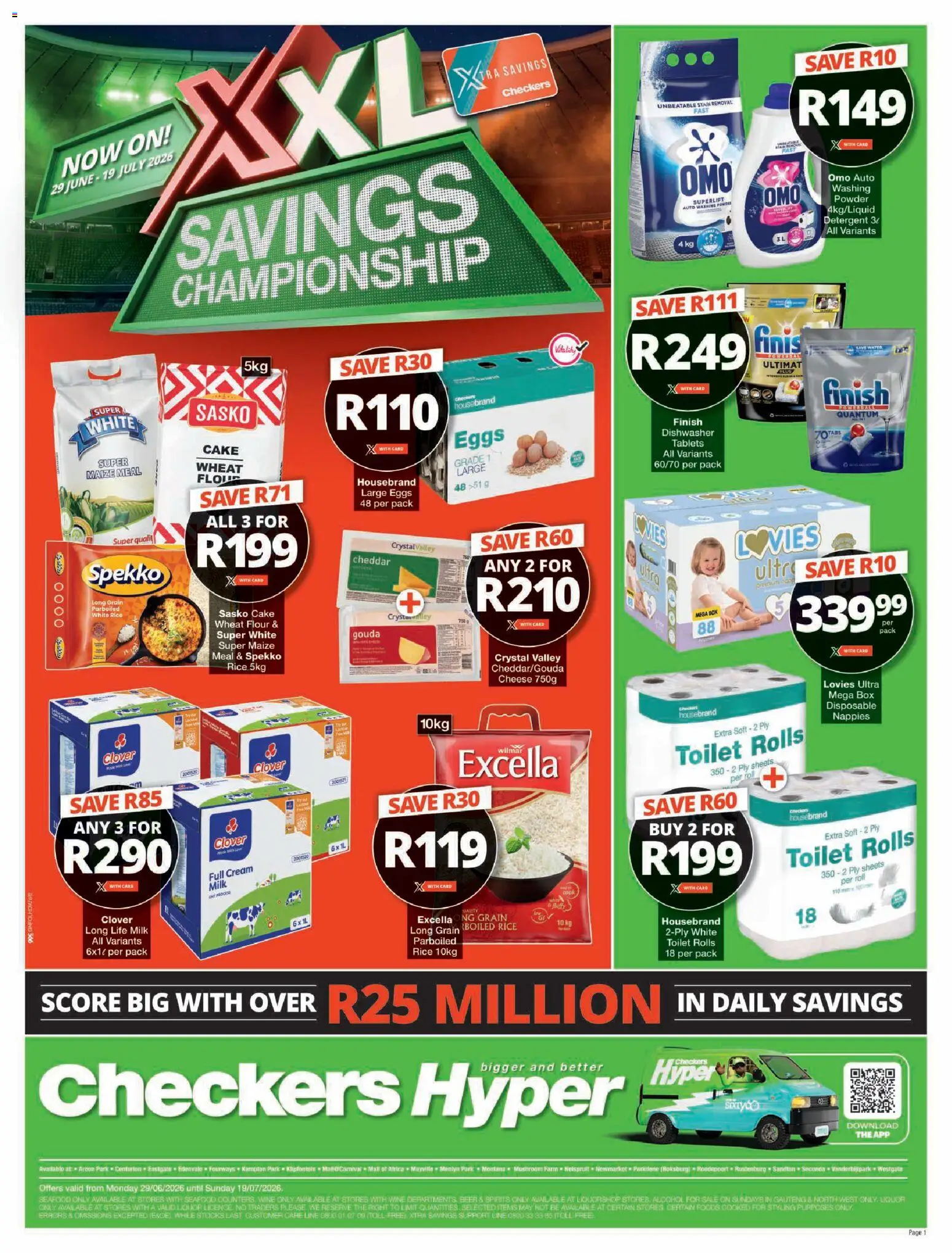 New Checkers catalogue – valid from 29/06/2026 | Page: 1 | Products: Cake, Box, Maize meal, Detergent