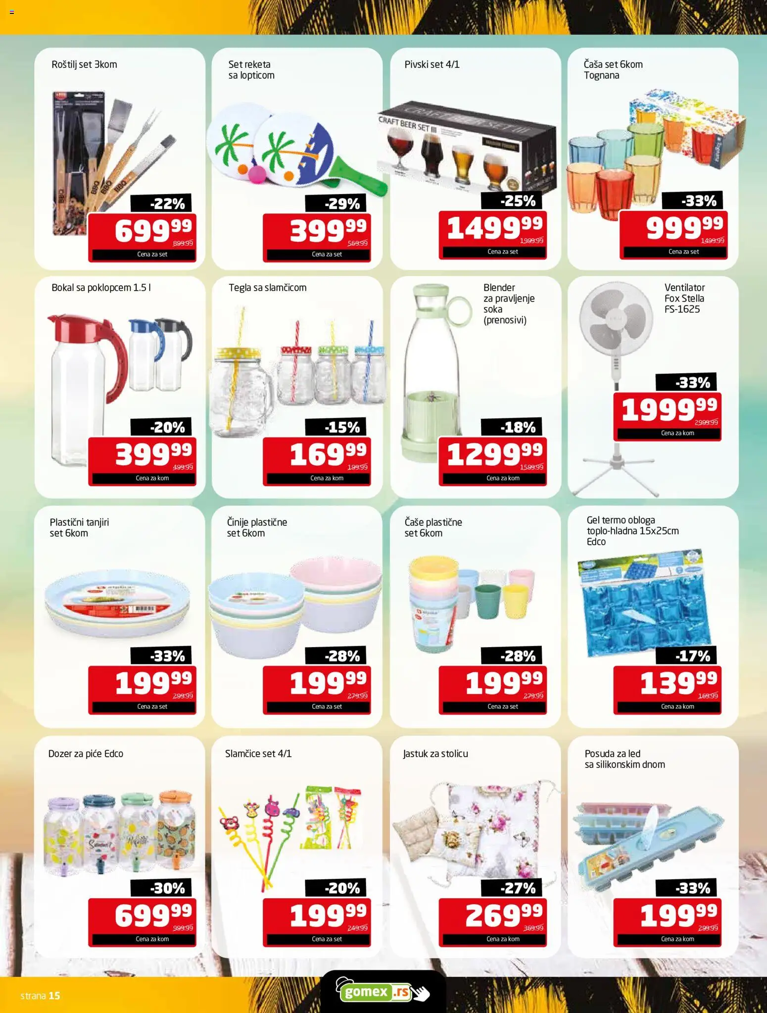Gomex katalog - važi od 25.05.2026 | Strana: 15 | Proizvode: Ventilator, Jastuk, Blender, Tegla
