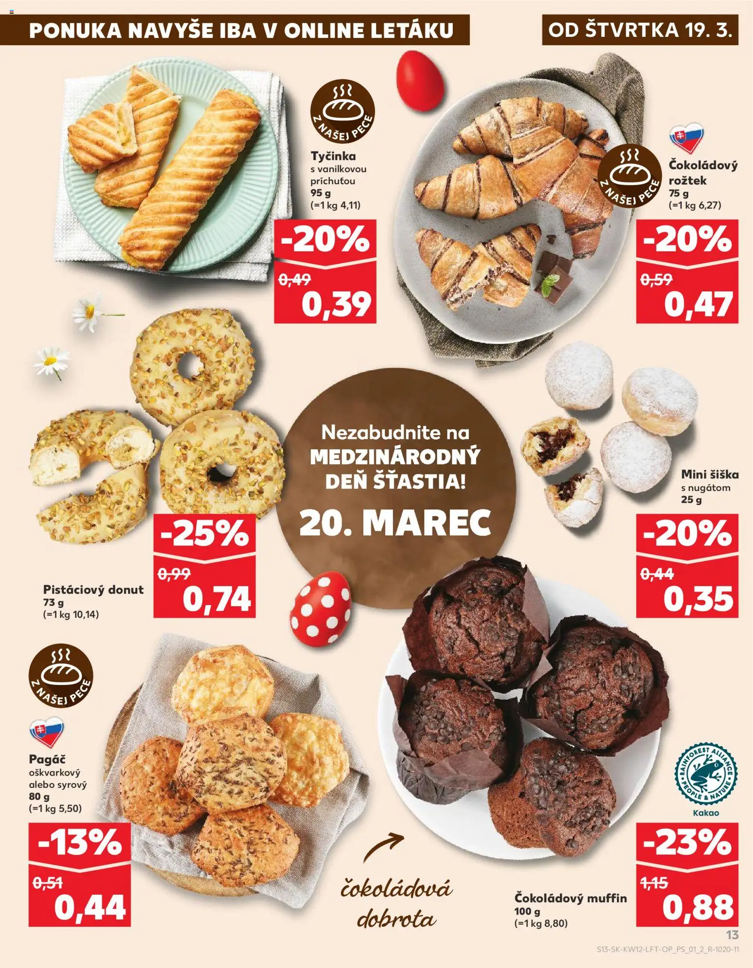 Nové Kaufland akcie – leták je platný od 19.03.2026 | Strana: 13 | Produkty: Donut, Kakao