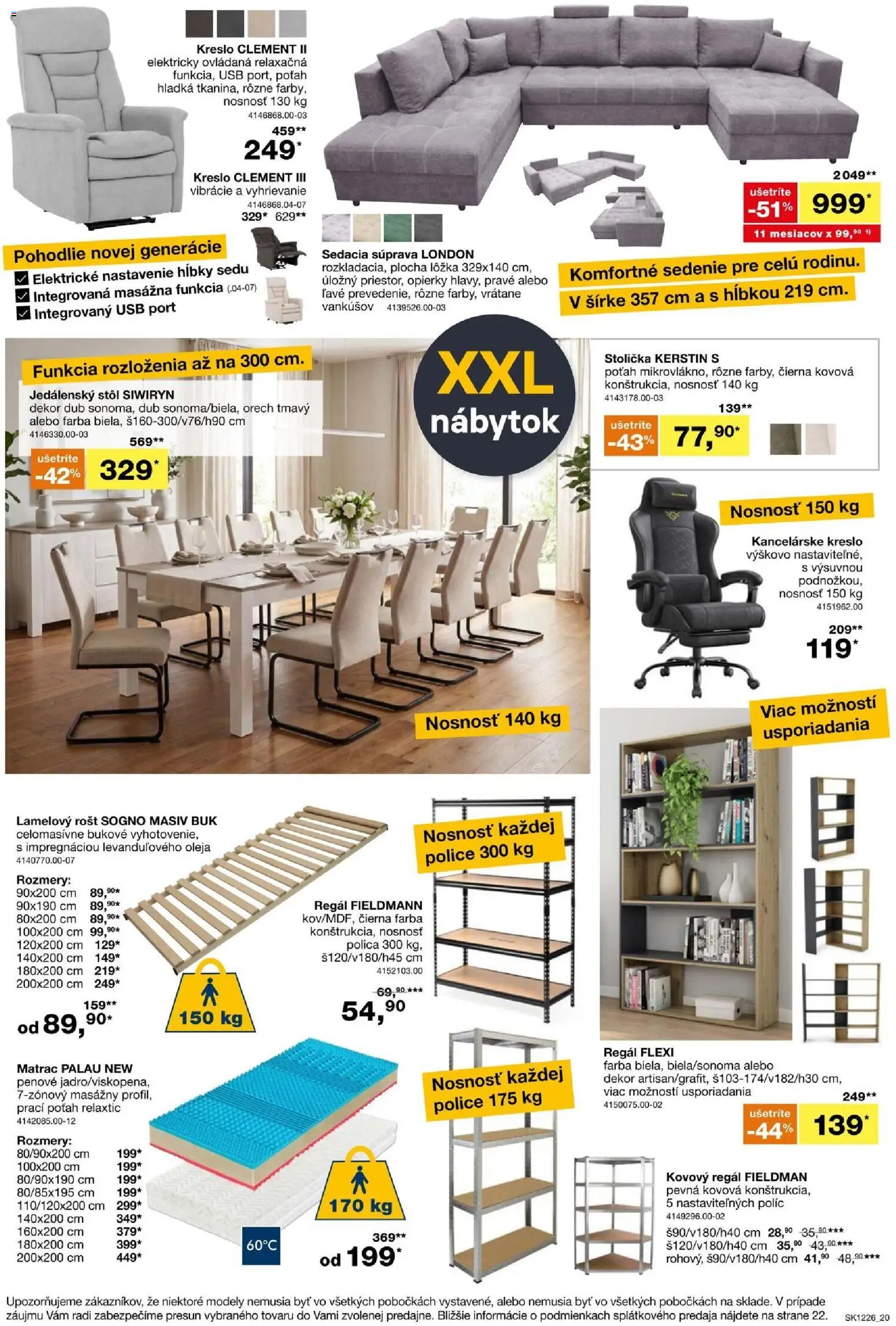 Nové Sconto nábytok akcie – leták je platný od 23.09.2026 | Strana: 20 | Produkty: Nábytok, Matrac, Kovový regál, Sedacia súprava
