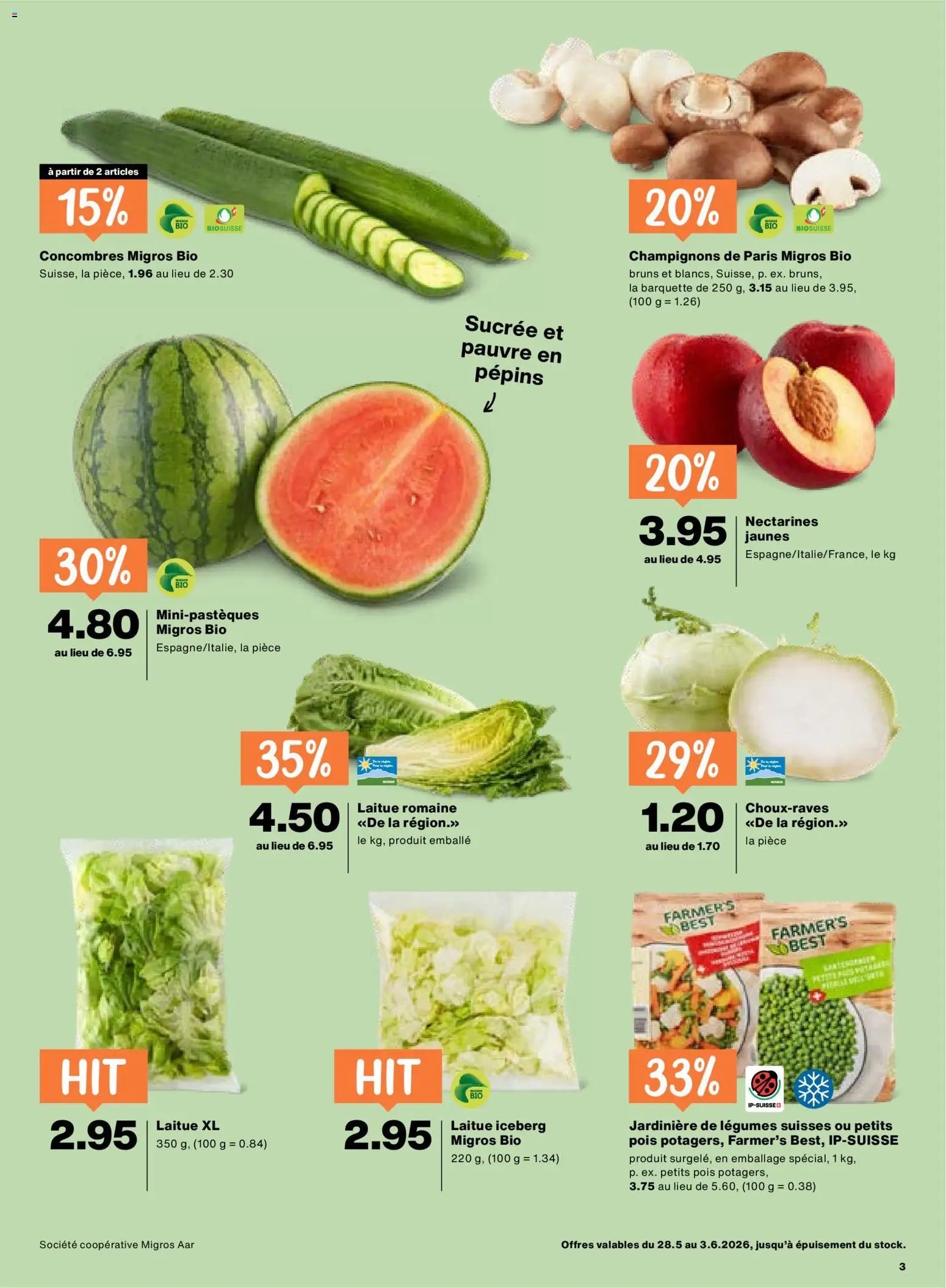 Migros aktionen FR – gültig ab 28.05.2026 | Seite: 3 | Produkte: Champignons