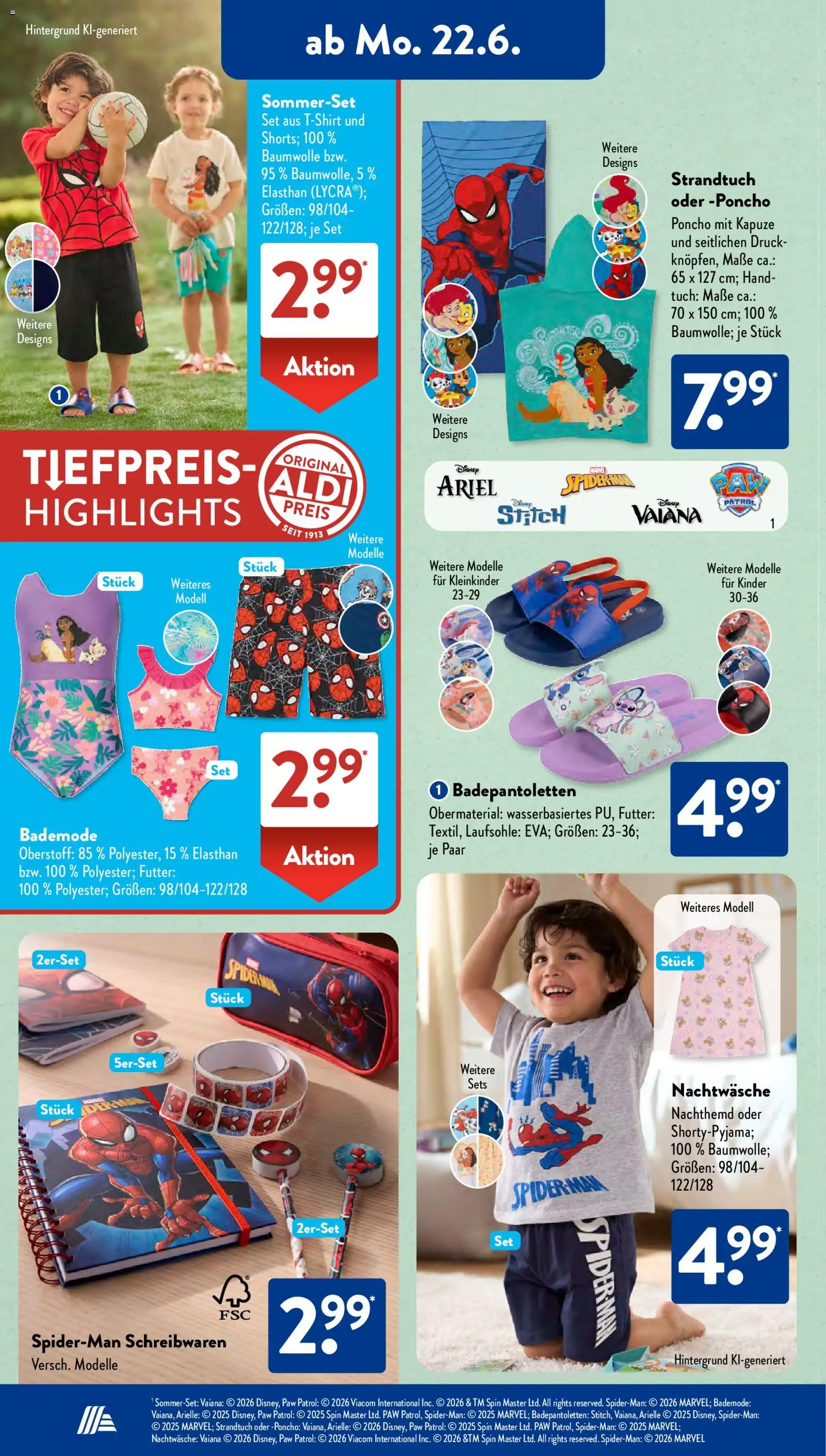 Aldi Süd Prospekt – gültig ab 22.06.2026 | Seite: 3 | Produkte: Poncho, Ariel, Strandtuch