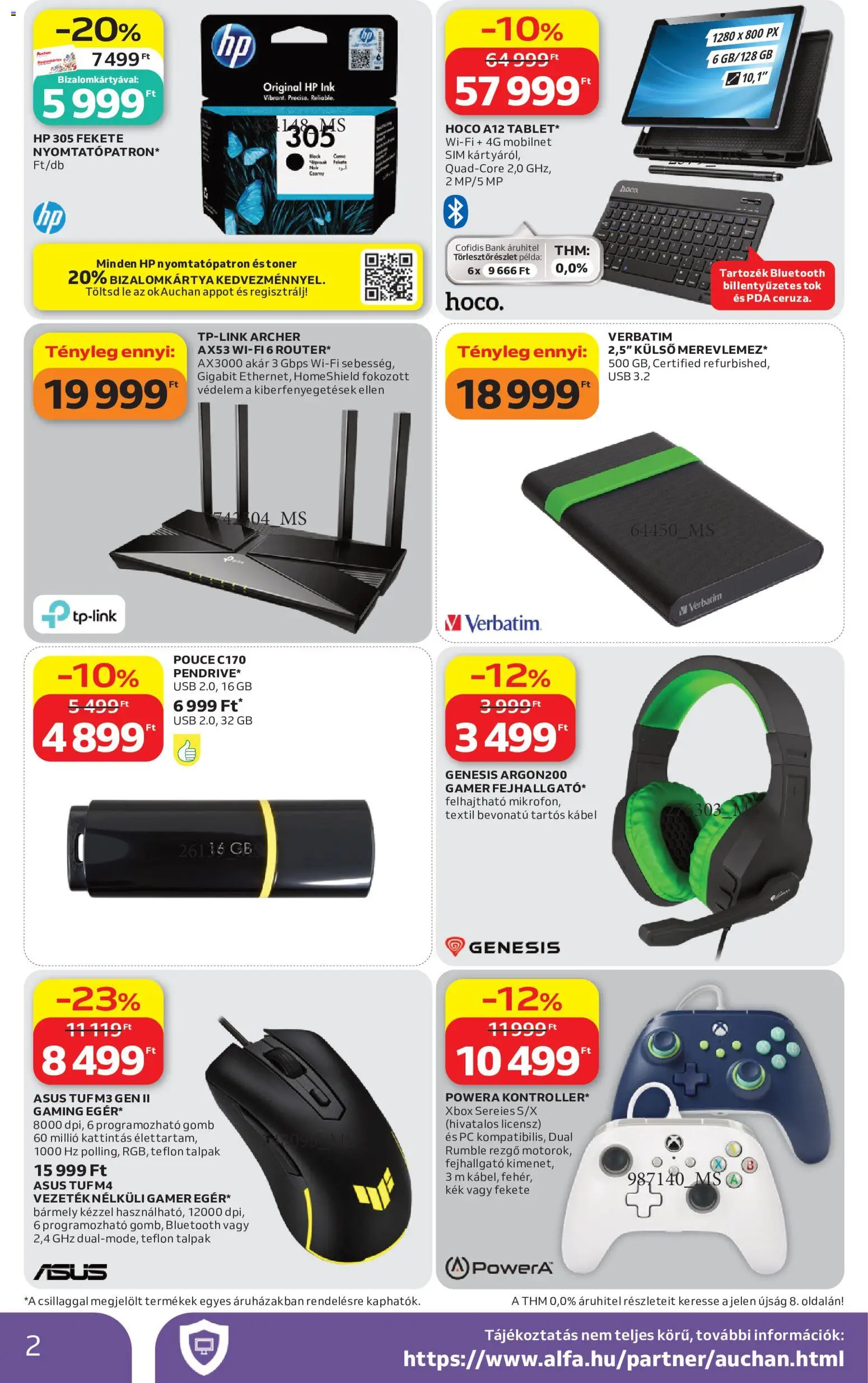 Auchan akciós ujság - amely érvényes a következő dátumtól: 2026.10.08. | Oldal: 2 | Termékek: Router, Kábel, Xbox, USB