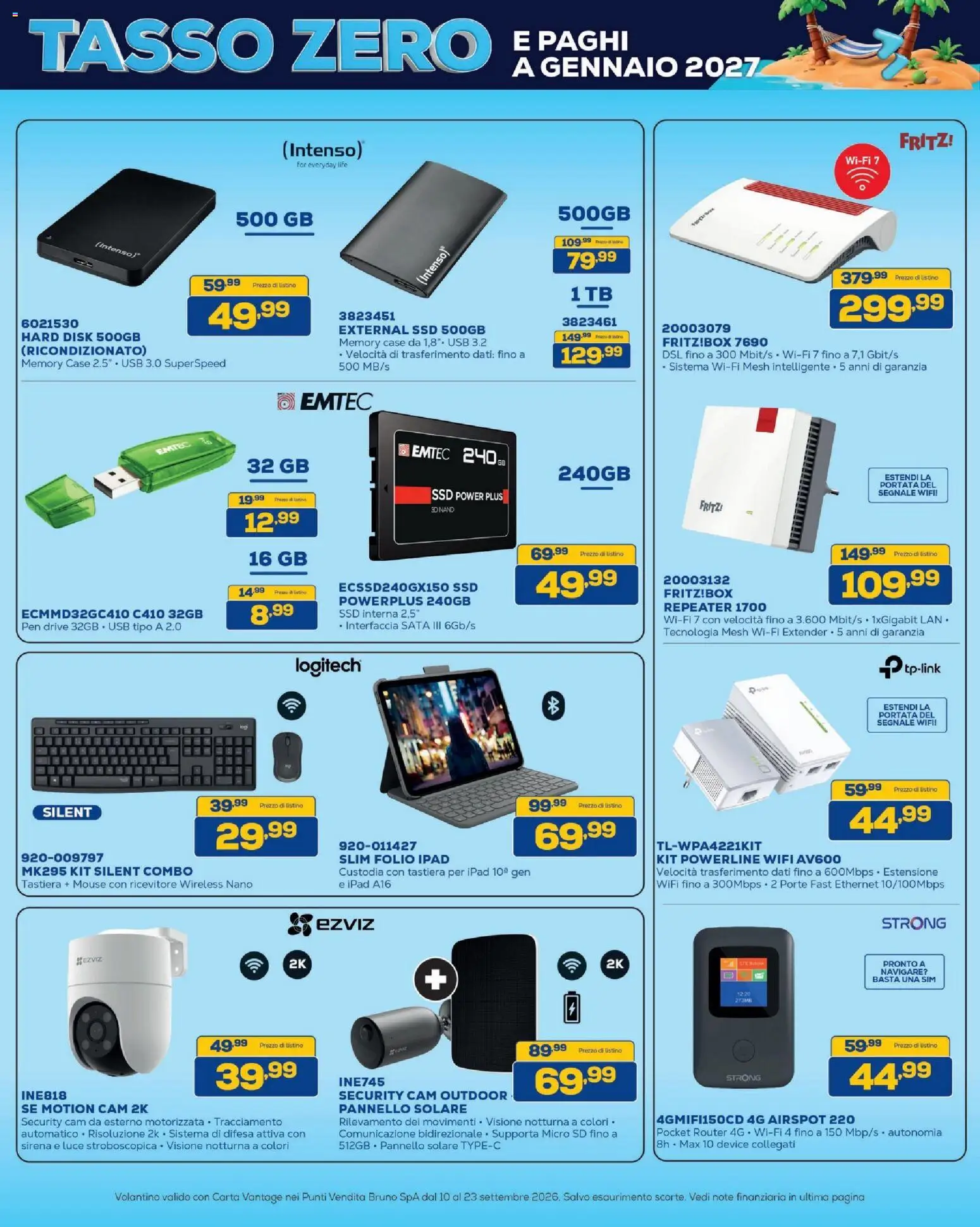 Volantino BRUNO del 10/09/2026 | Pagina: 8 | Prodotti: Router, Tastiera, USB, Ipad