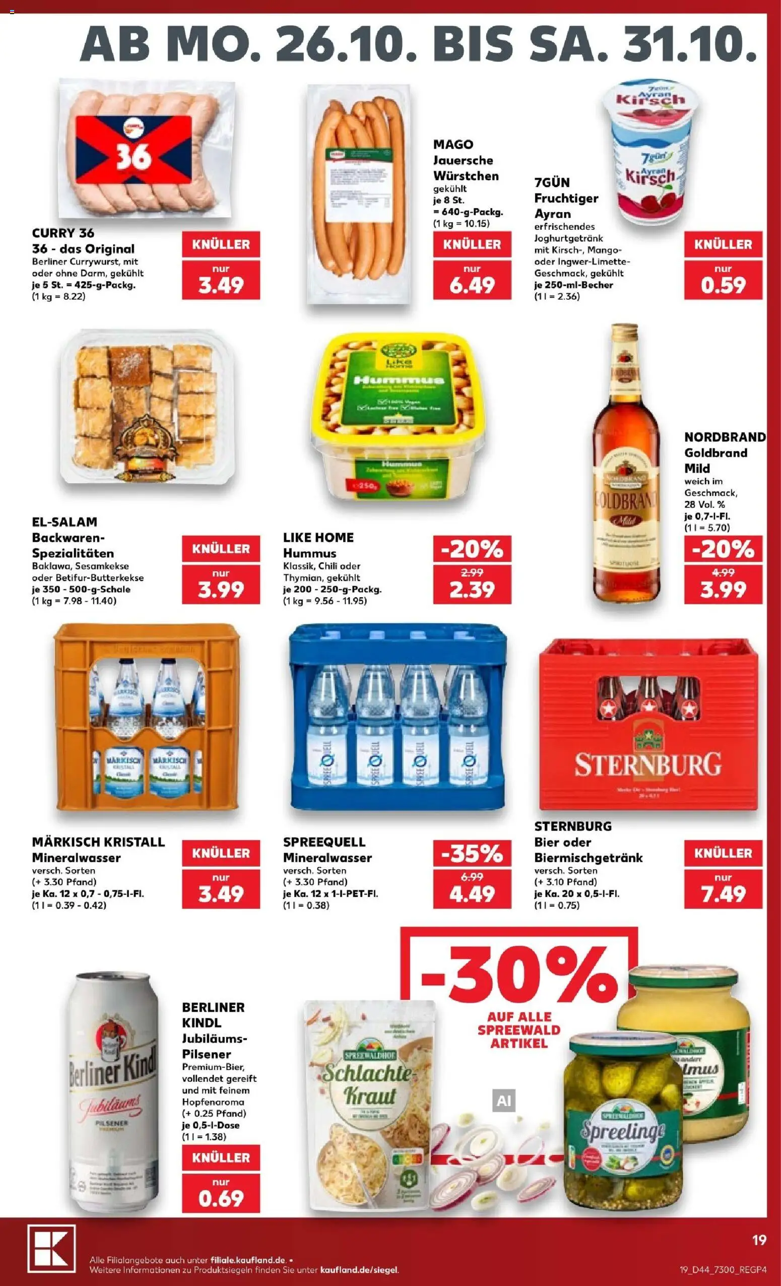 Kaufland Prospekt Berlin – gültig ab 25.10.2026 | Seite: 19 | Produkte: Berliner, Mineralwasser, Kraut, Hummus