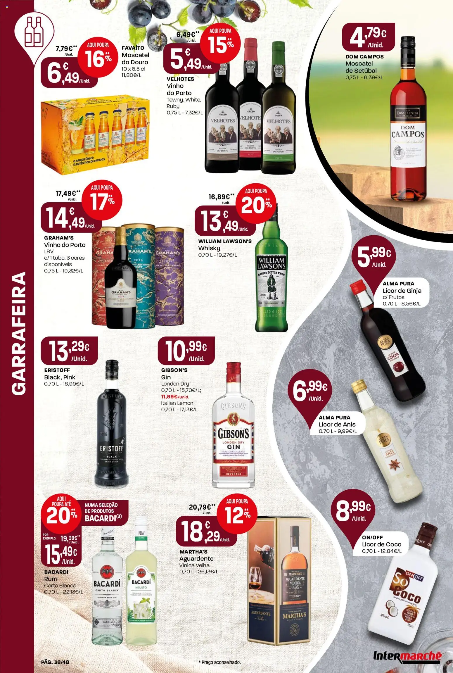 Intermarché folheto │ válido de 09/07/2026 | Página: 38 | Produtos: Whisky, Licor, Vinho
