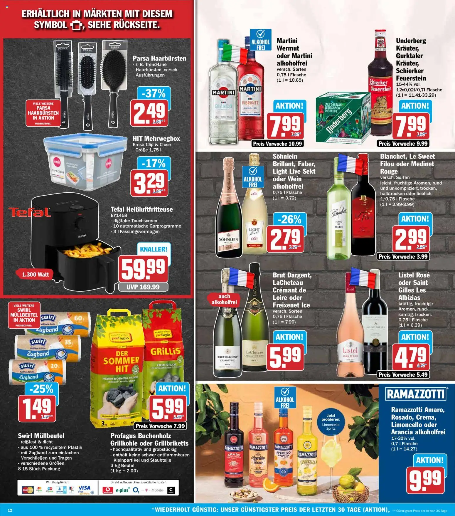 HIT Prospekt – gültig ab 03.08.2026 | Seite: 12 | Produkte: Sekt, Brut dargent, Heißluftfritteuse, Ramazzotti