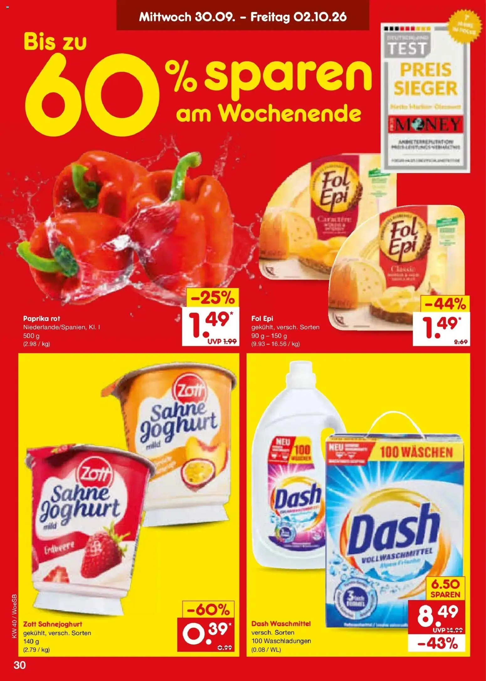 Netto Marken-Discount Prospekt Gemmingen – gültig ab 28.09.2026 | Seite: 48 | Produkte: Joghurt, Paprika rot, Paprika, Sahne