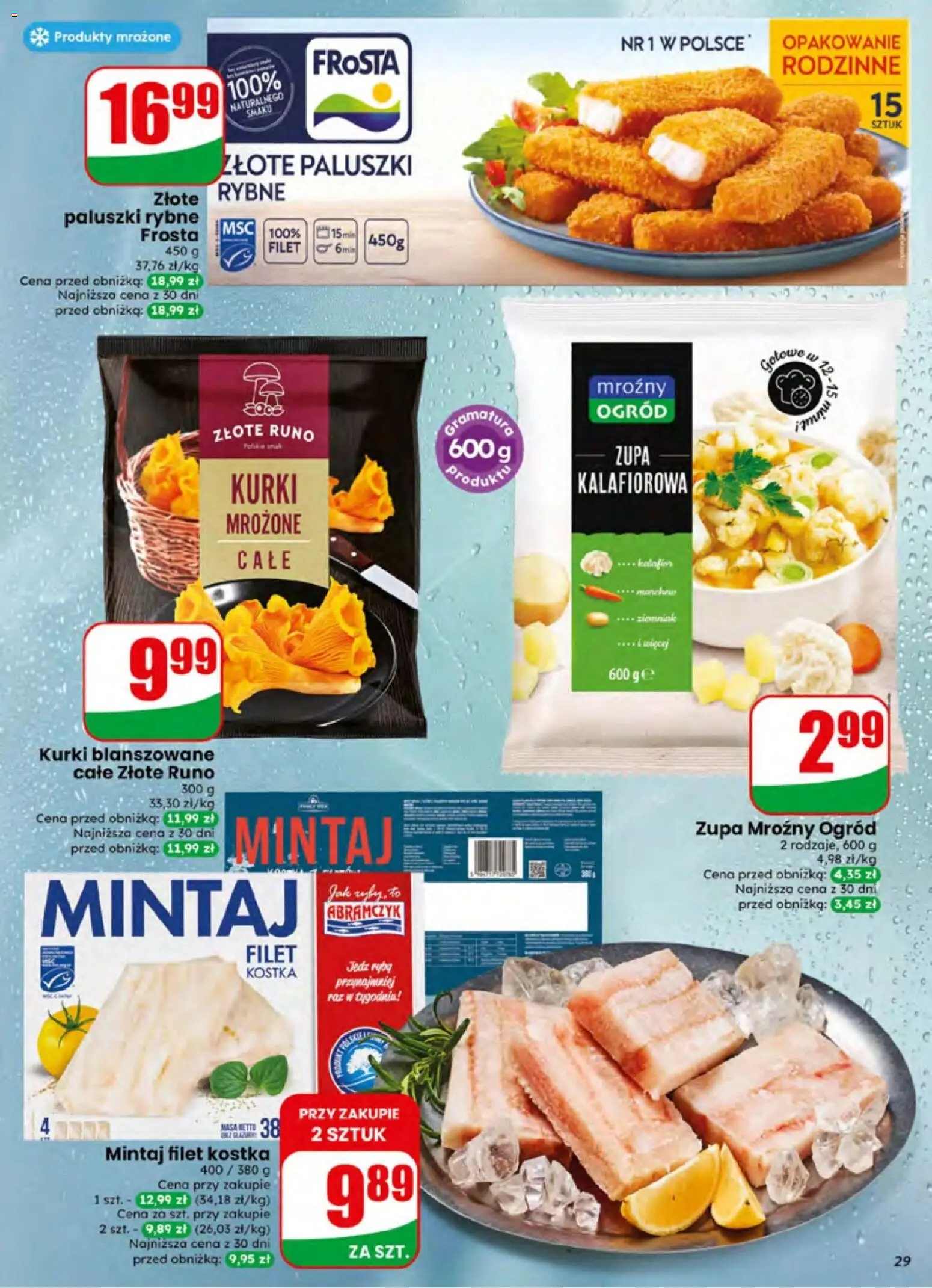 Dino gazetka od 01.07.2026 | Strona: 29 | Produkty: Mintaj, Paluszki rybne frosta, Zupa, Ryby