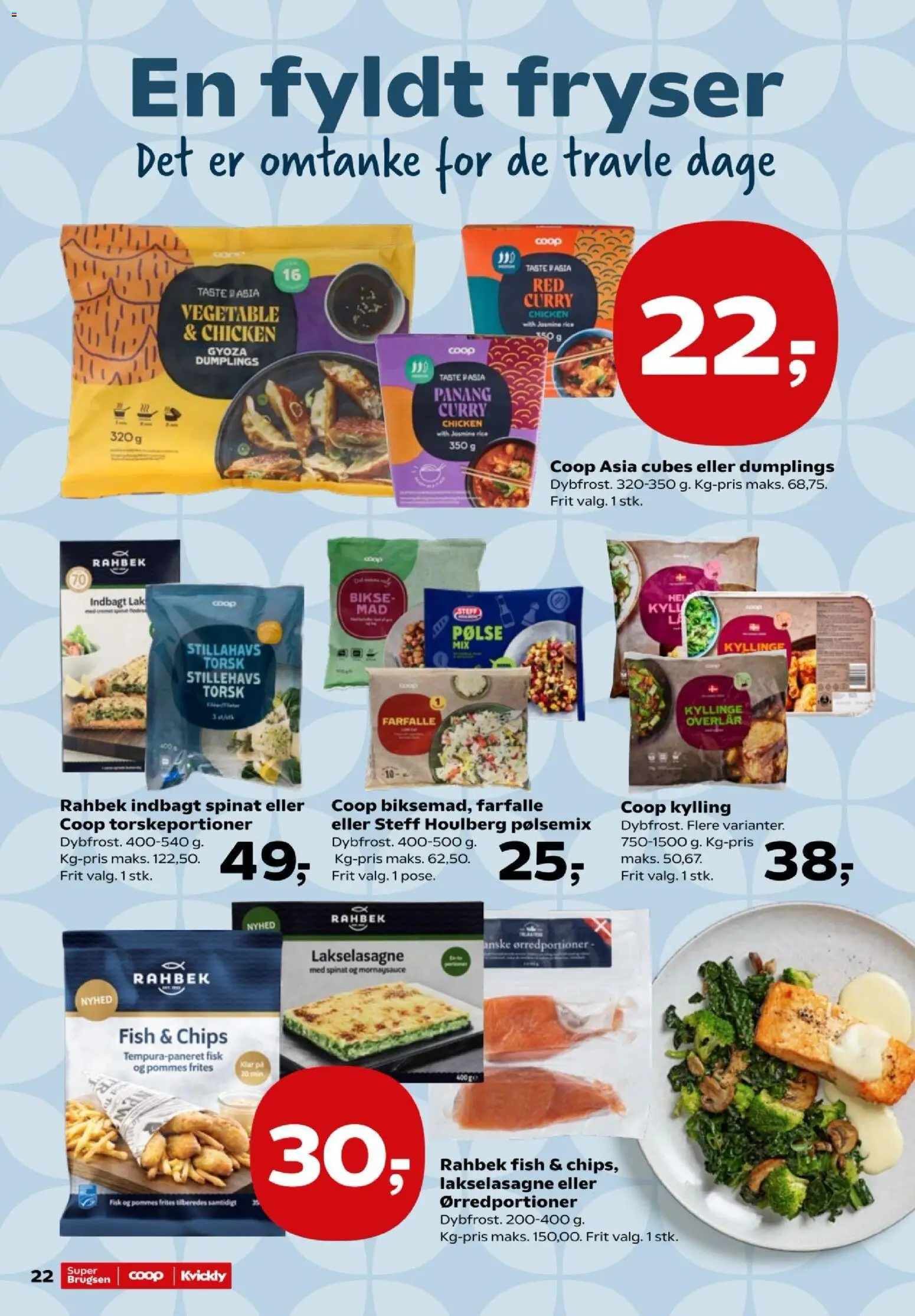 Kvickly tilbudsavis – gyldig fra 04.06.2026 | Side: 22 | Produkter: Fisk, Pommes frites, Pasta, Spinat