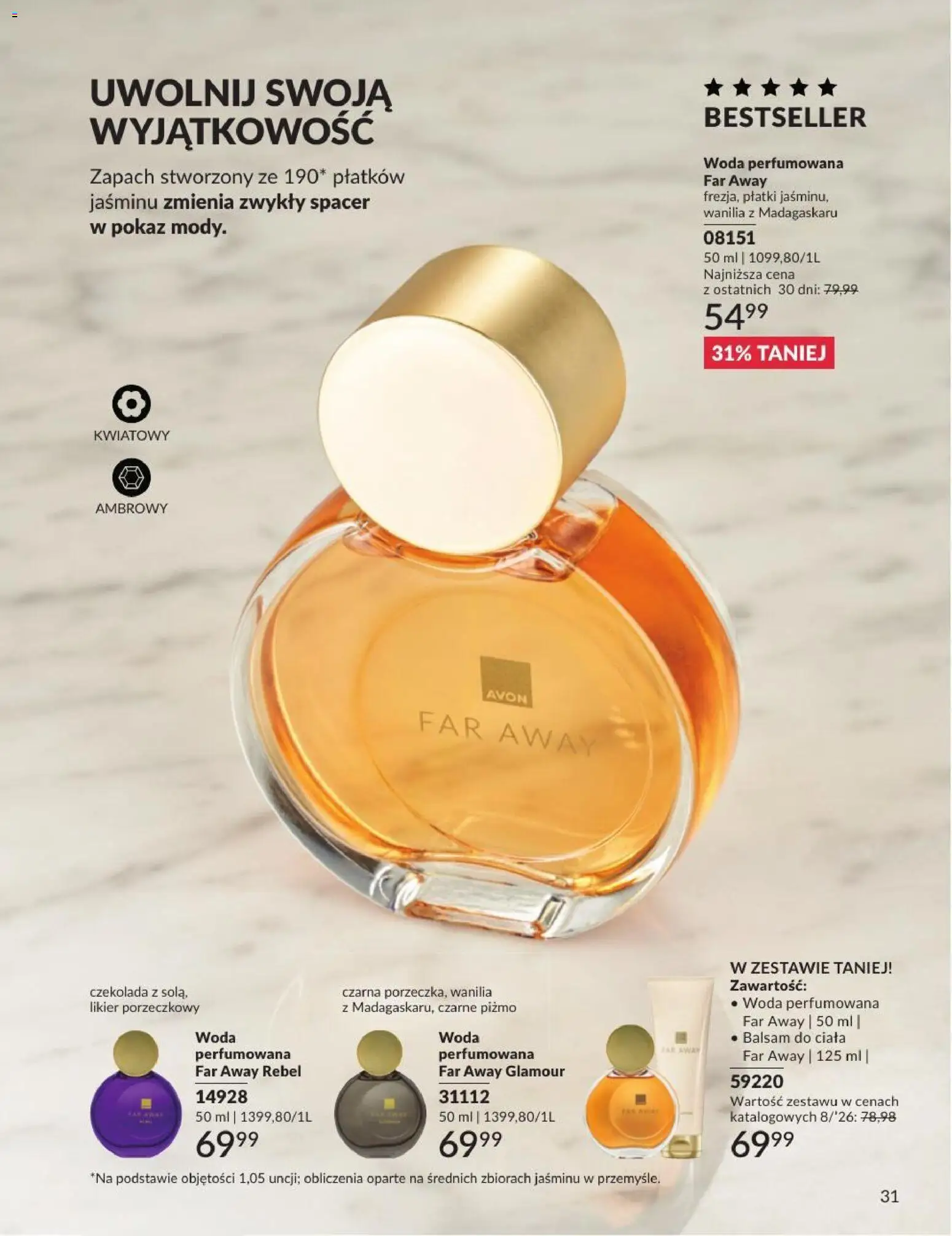 Avon Katalog 8 2026 od 01.08.2026 | Strona: 31 | Produkty: Balsam do ciała, Zapach, Płatki, Woda