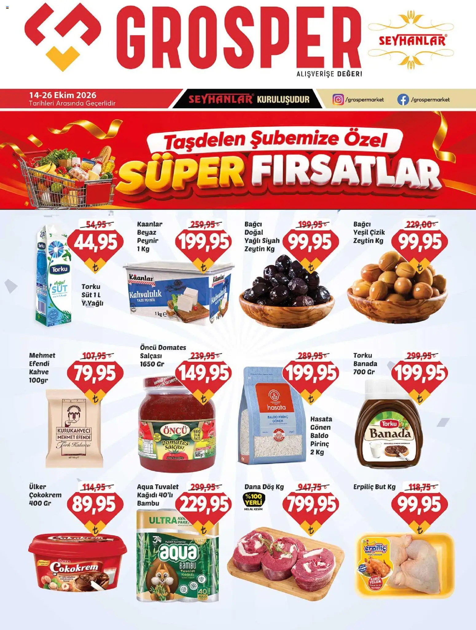 Grosper Katalog - 14 Ekim 2026 tarihinden itibaren geçerlidir | Sayfa: 1 | Ürünler: Tuvalet, Süt, Pirinç, Zeytin