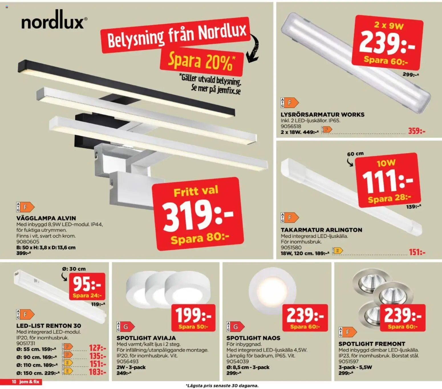 Jem & Fix reklamblad aktuell från 19/10/2026 | Sida: 10 | Produkter: Belysning, Ljus, Vägglampa