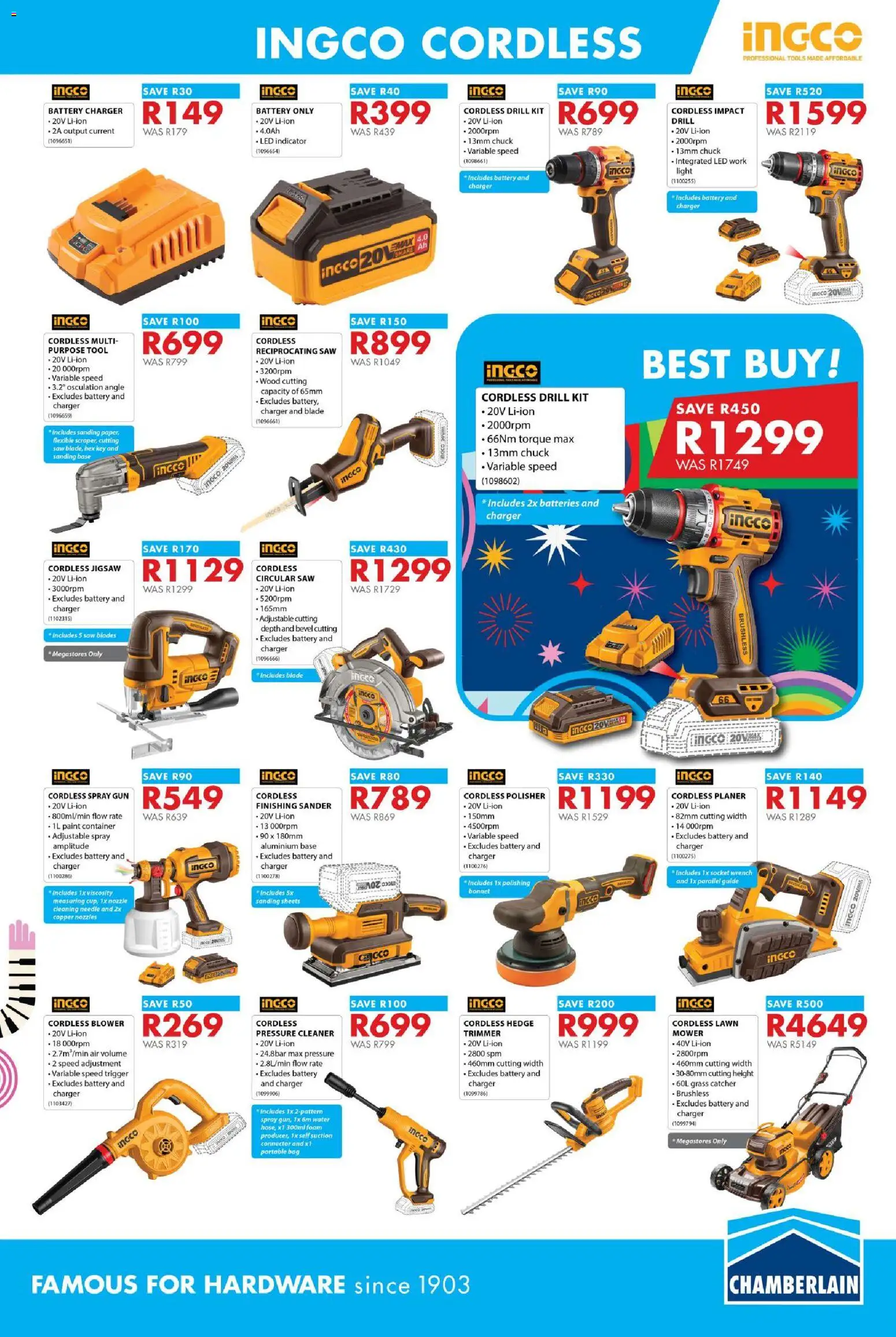 New Chamberlain catalogue – valid from 21.05.2026 | Page: 7 | Products: Mower, Drill, Jigsaw, Water