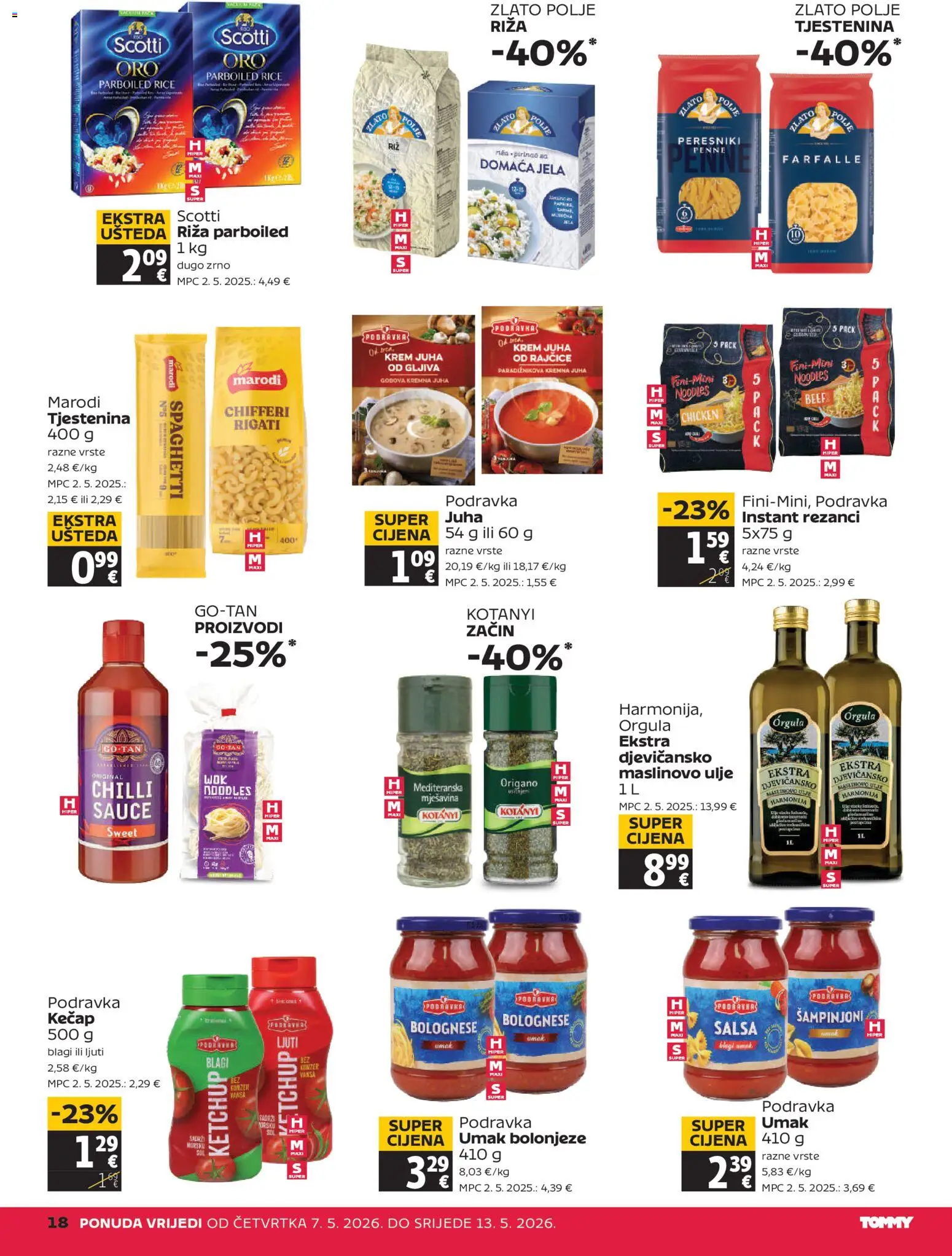 Tommy katalog | vrijedi od 07.05.2026 | Stranica: 18 | Proizvodi: Rezanci, Kečap, Juha, Umak